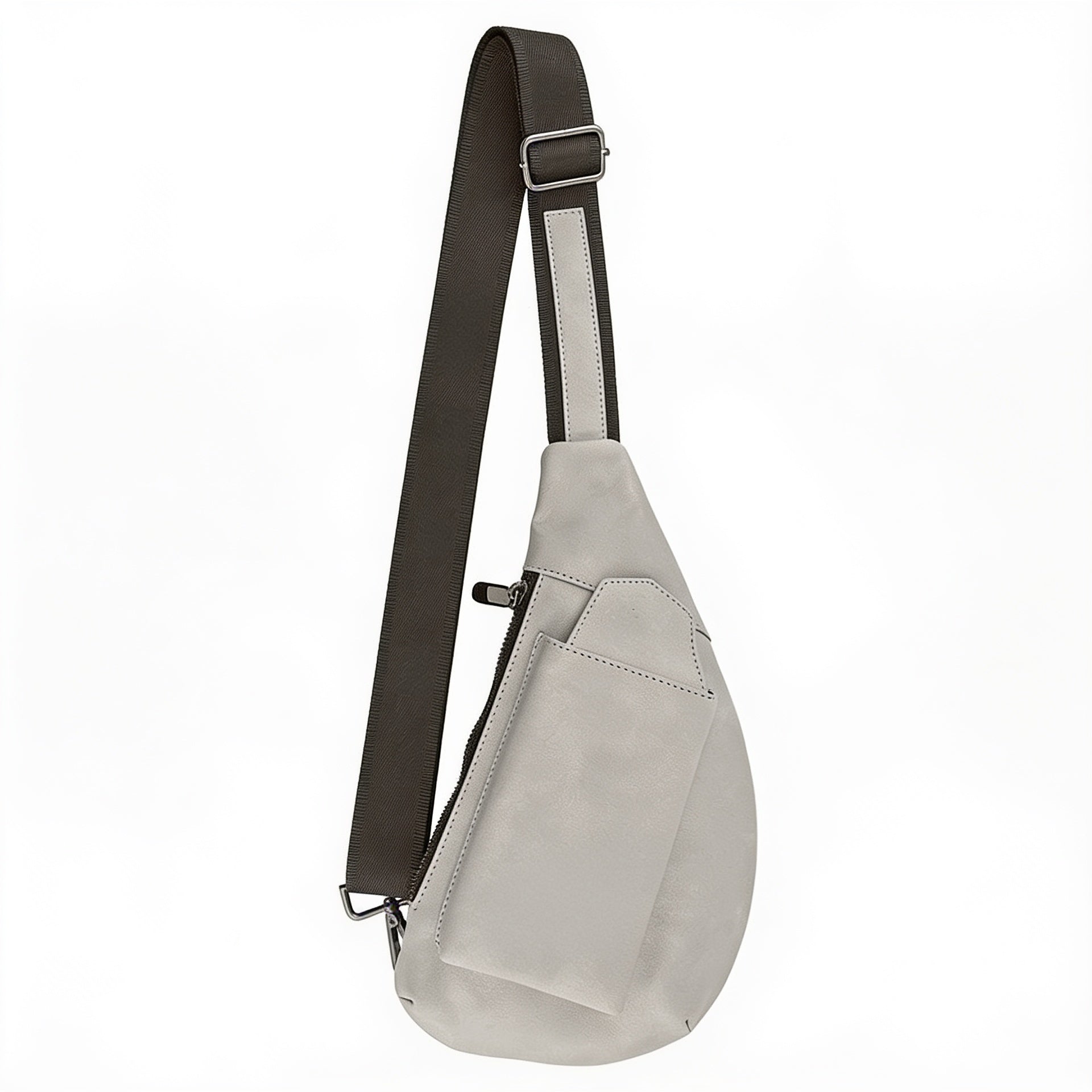 Light Gray Laserable Leatherette Crescent Bag blank-preview