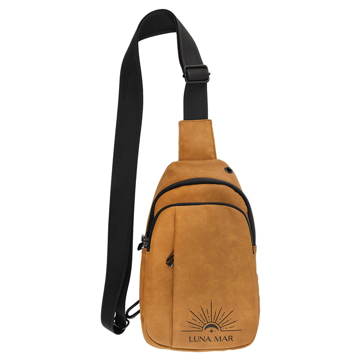 Light Brown Leatherette Explorer Crossbody Bag