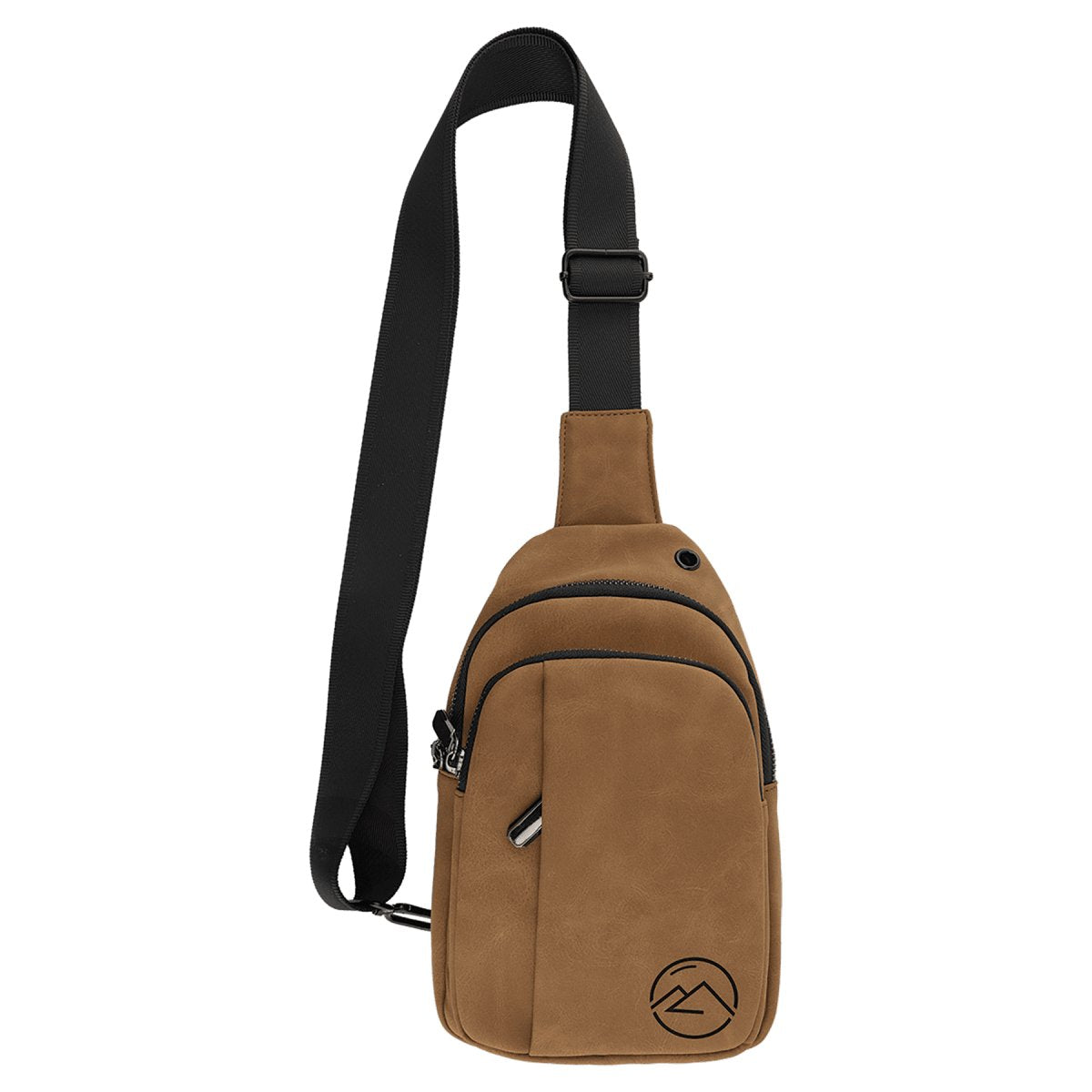 Medium Brown Leatherette Explorer Crossbody Bag