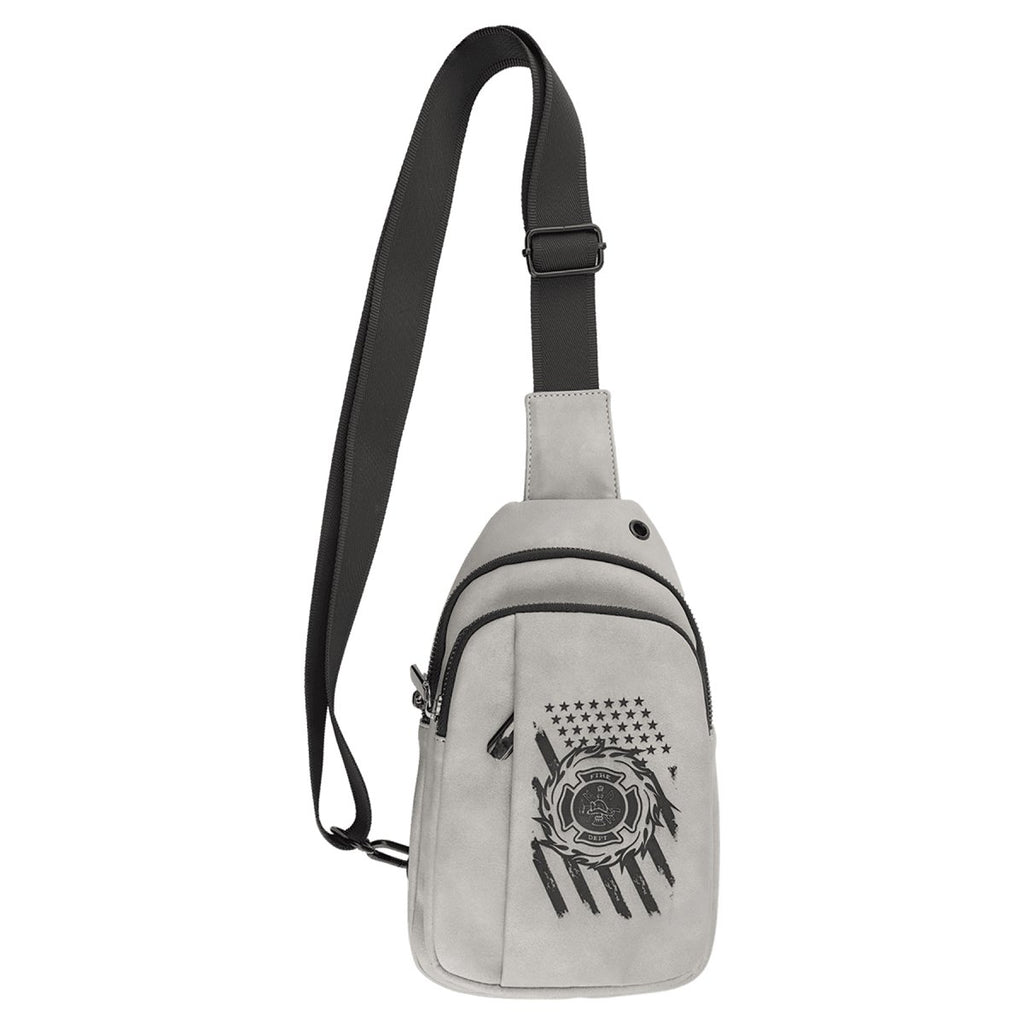 Light Gray Leatherette Explorer Crossbody Bag