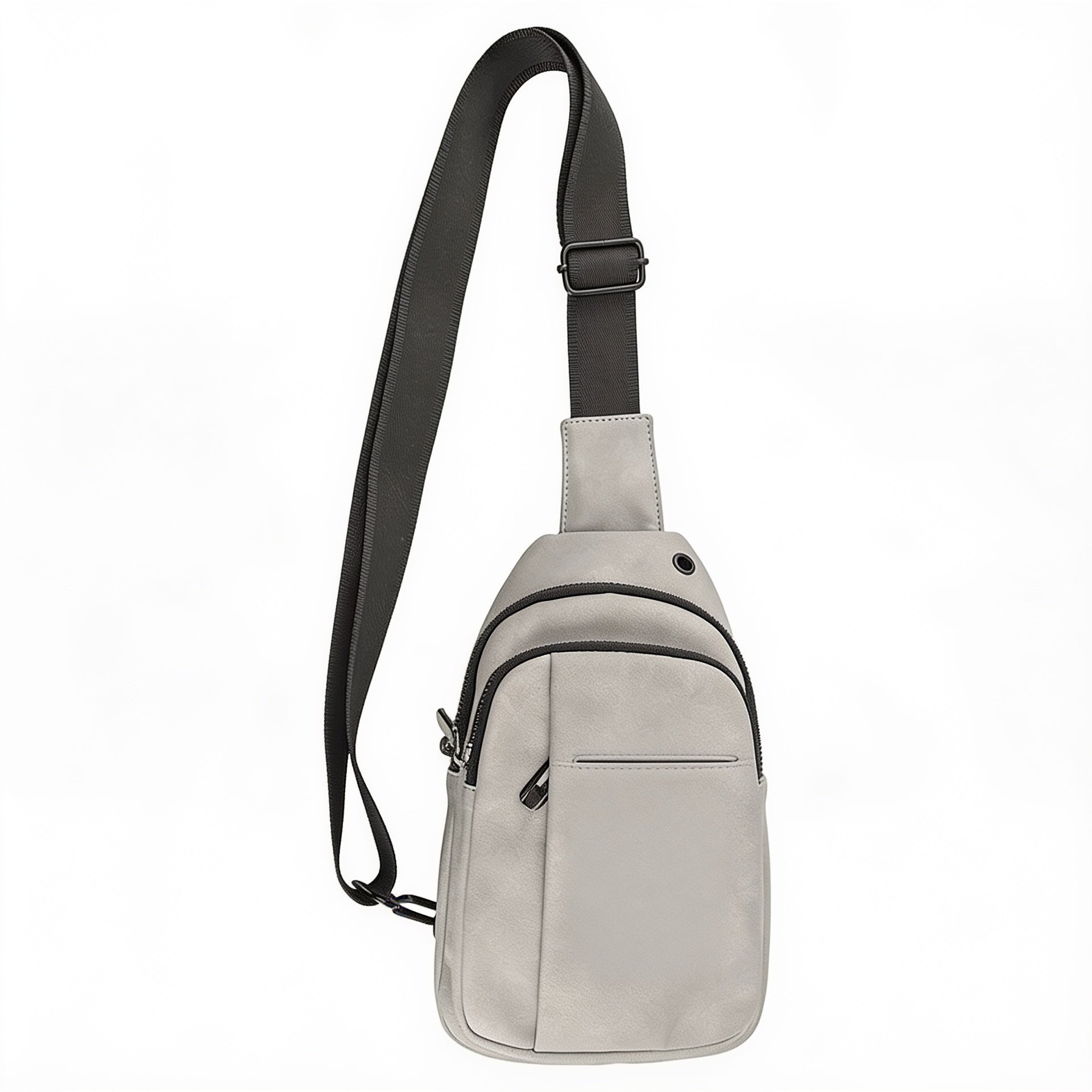 Light Gray Leatherette Explorer Crossbody Bag blank-preview