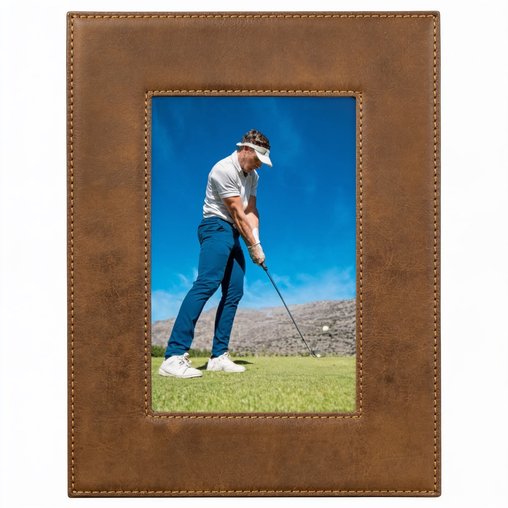 Rustic/Gold Leatherette Photo Frame blank-preview