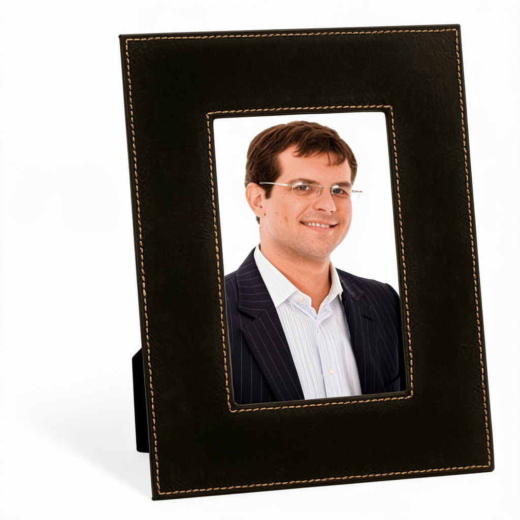 Black/Gold Leatherette Photo Frame blank-preview