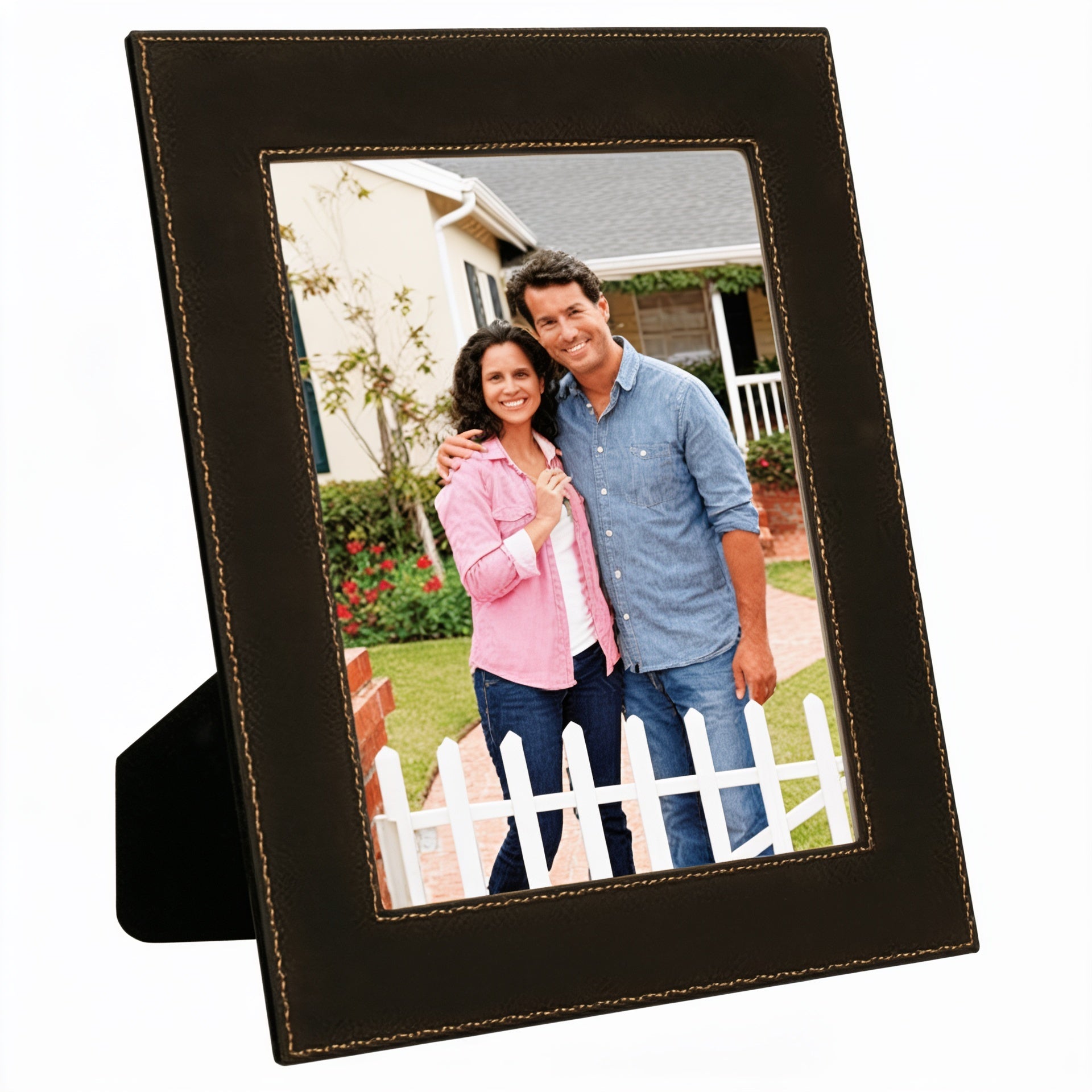 Black/Gold Leatherette Photo Frame blank-preview