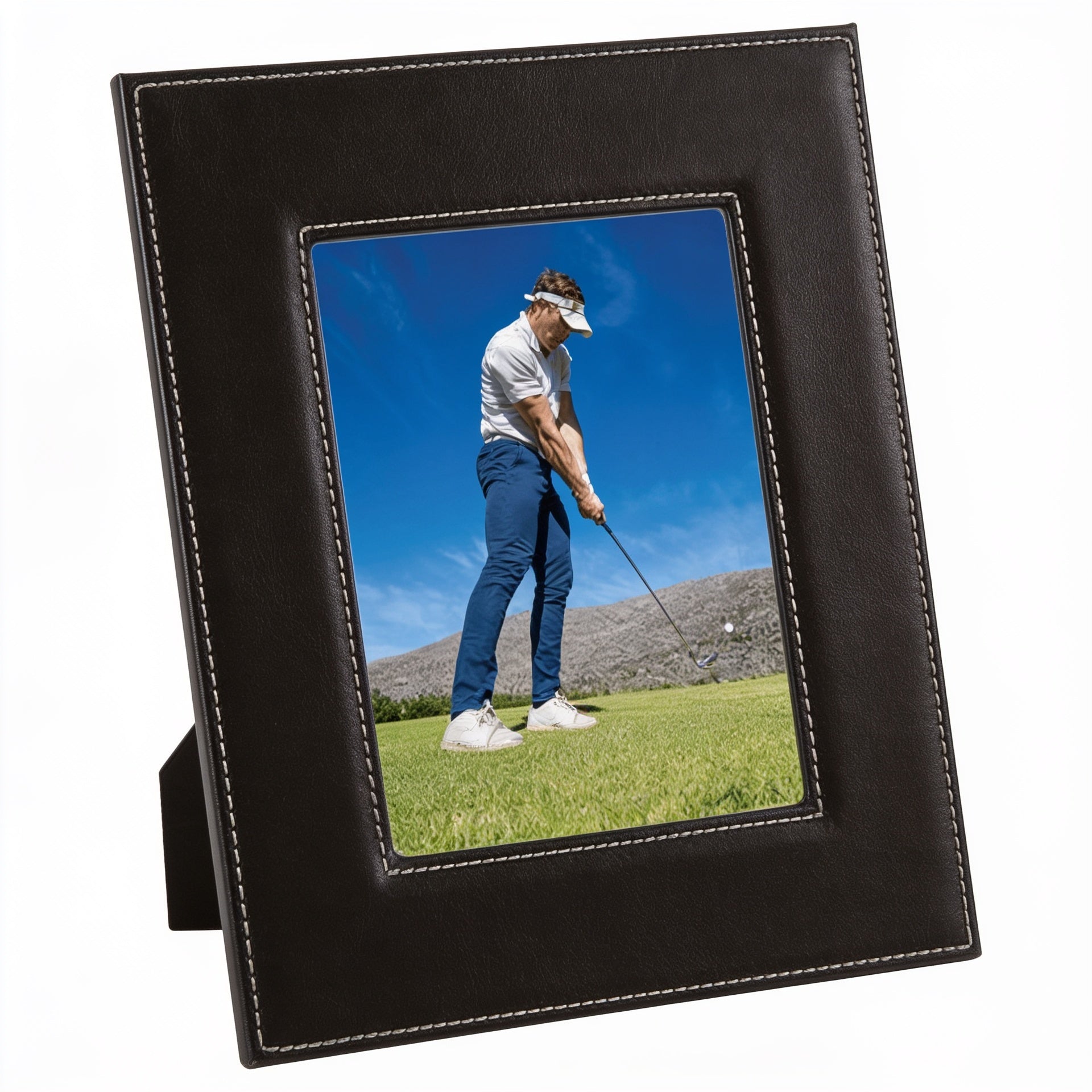 Black/Silver Leatherette Photo Frame blank-preview