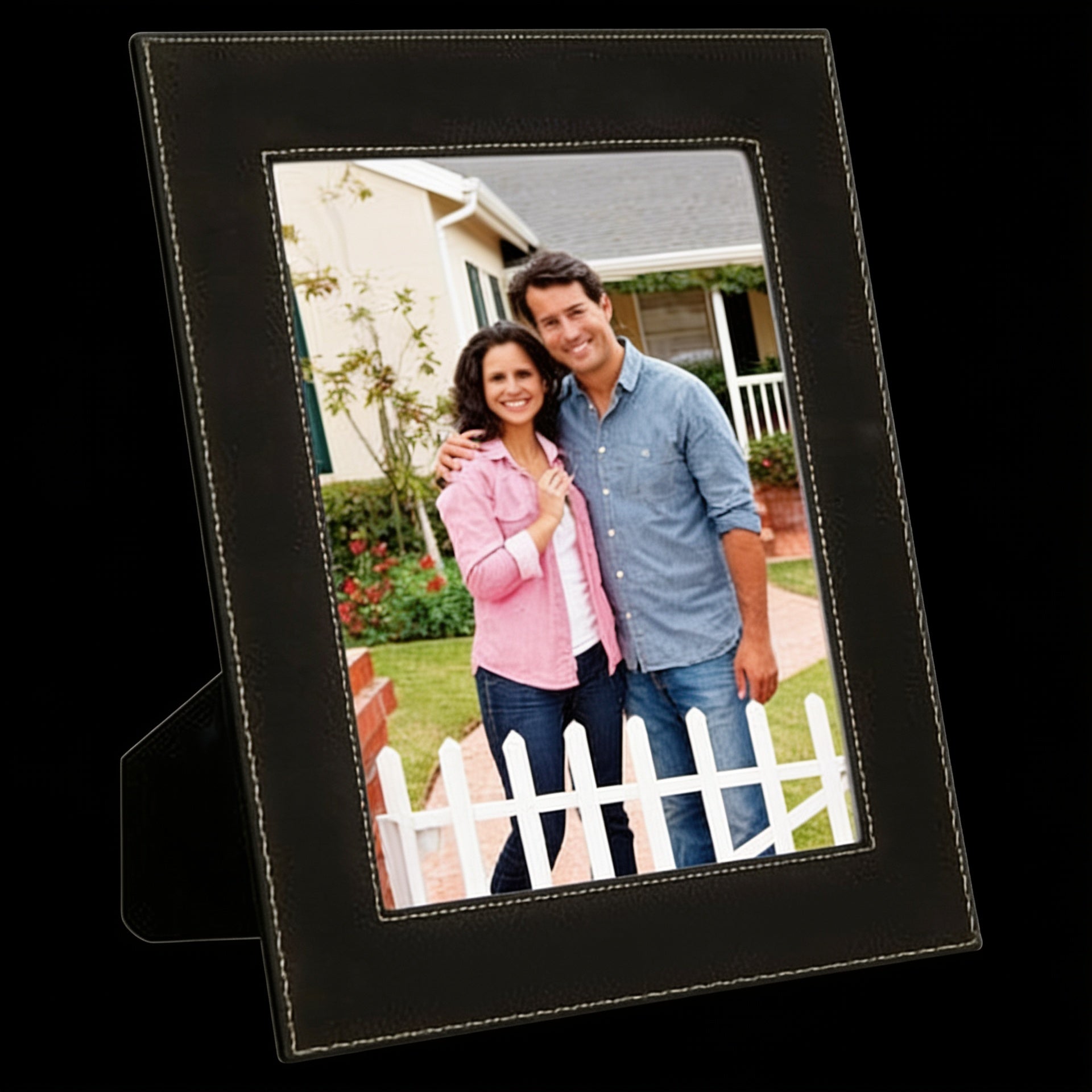Black/Silver Leatherette Photo Frame blank-preview