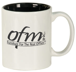 White/Black 11 oz. Round Ceramic Mug