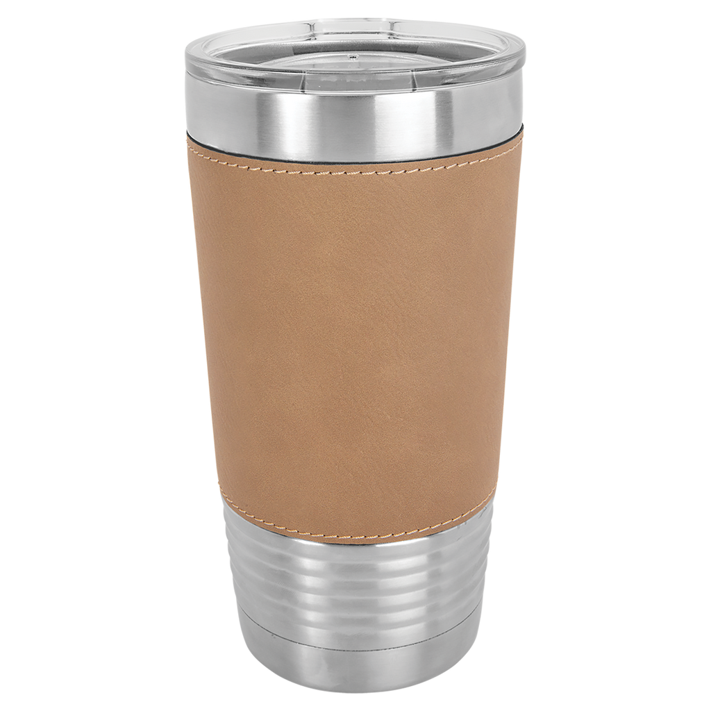 Light Brown Leatherette Wrapped Tumbler with Clear Lid blank-preview