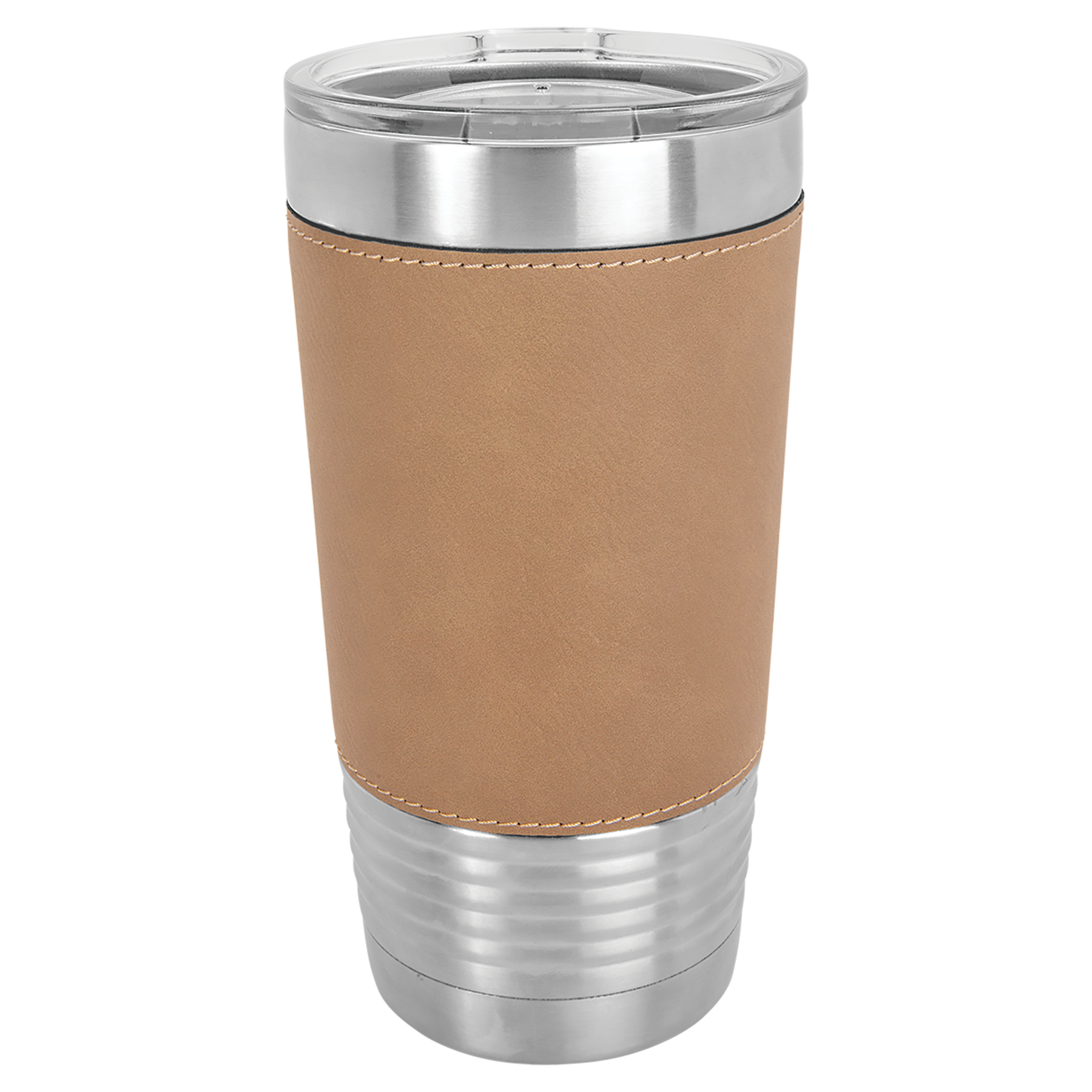 Light Brown Leatherette Wrapped Tumbler with Clear Lid blank-preview