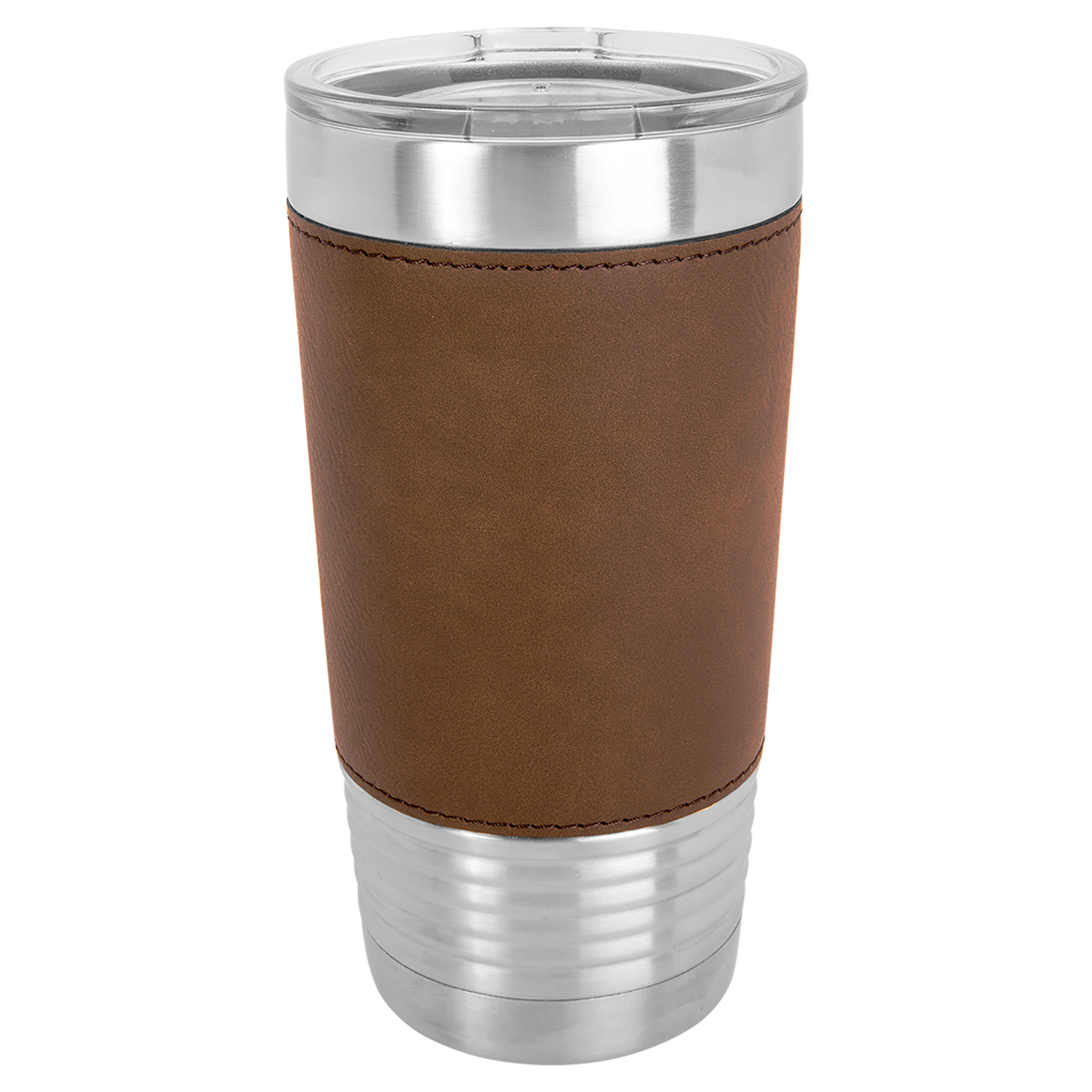 Dark Brown Leatherette Wrapped Tumbler with Clear Lid bler blank-preview
