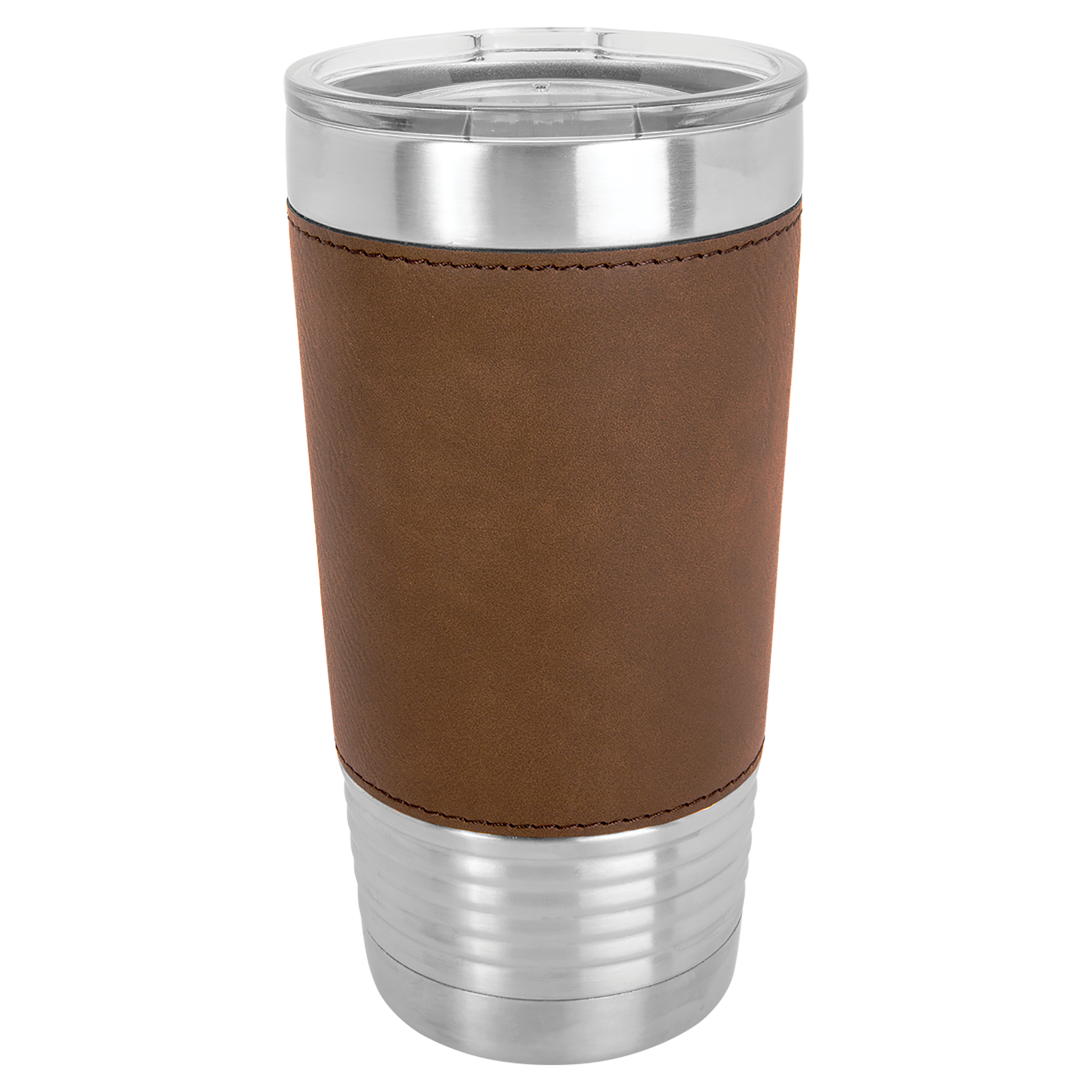 Dark Brown Leatherette Wrapped Tumbler with Clear Lid bler blank-preview