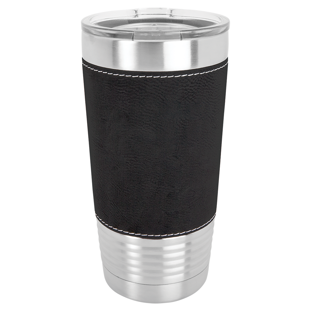 Black/Silver Leatherette Wrapped Tumbler with Clear Lid blank-preview