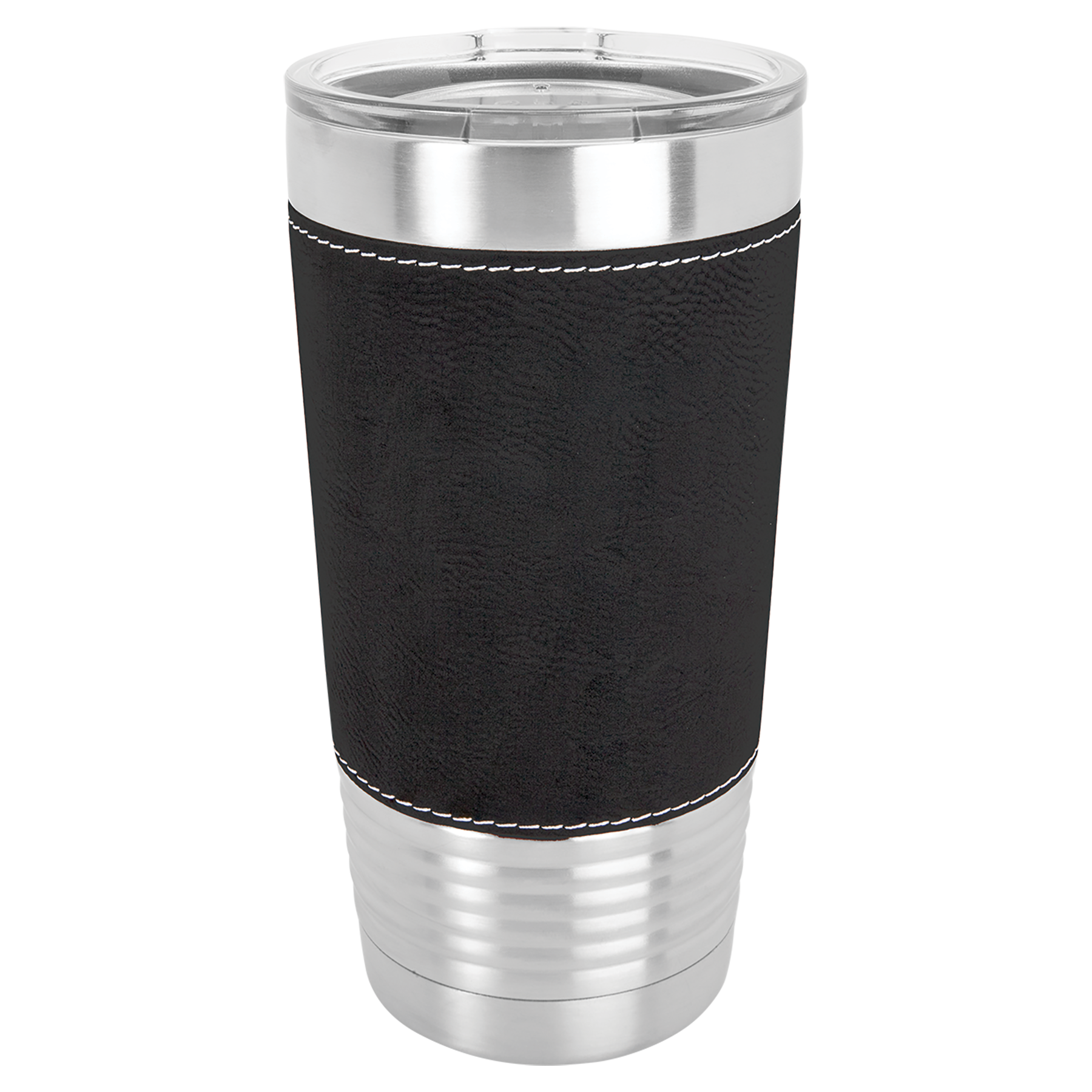 Black/Silver Leatherette Wrapped Tumbler with Clear Lid blank-preview