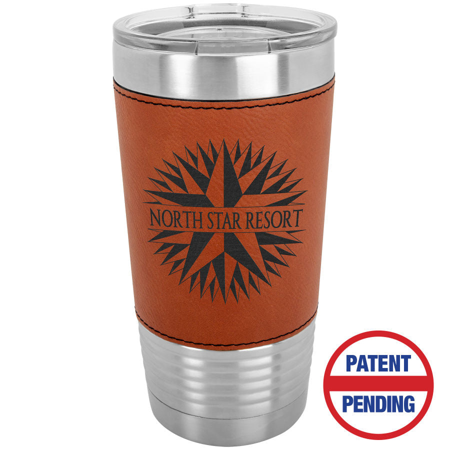Rawhide Leatherette Wrapped Tumbler with Clear Lid