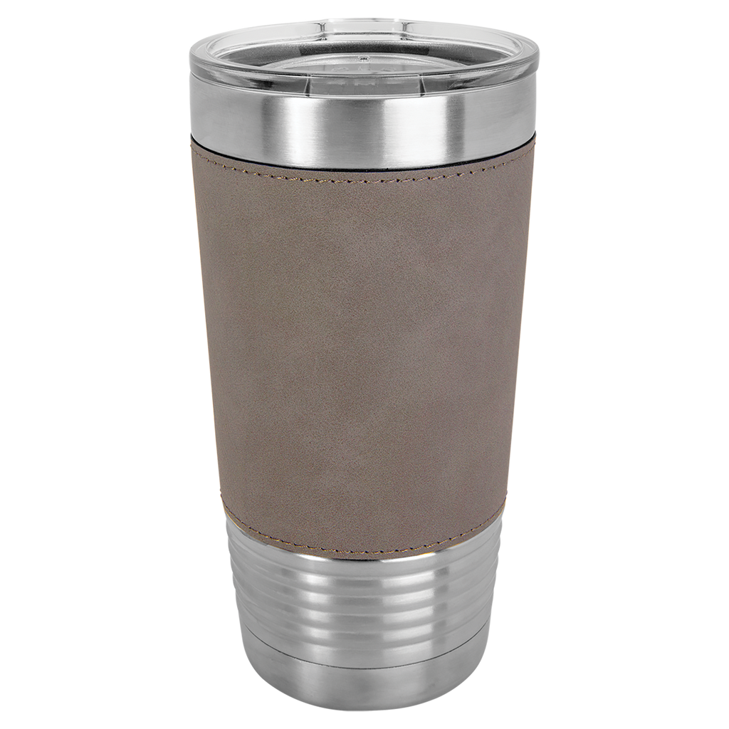 Gray Leatherette Wrapped Tumbler with Clear Lid blank-preview