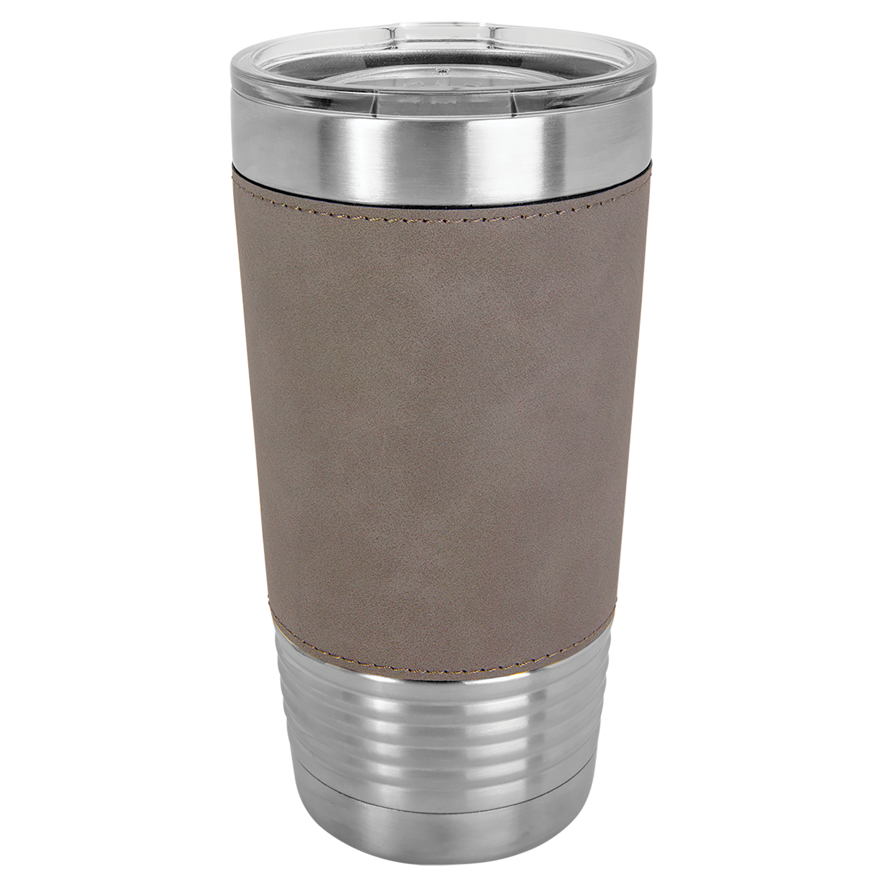 Gray Leatherette Wrapped Tumbler with Clear Lid blank-preview