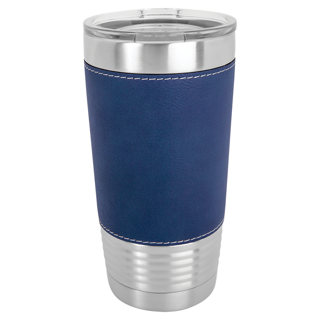 Blue/Silver Leatherette Wrapped Tumbler with Clear Lid blank-preview