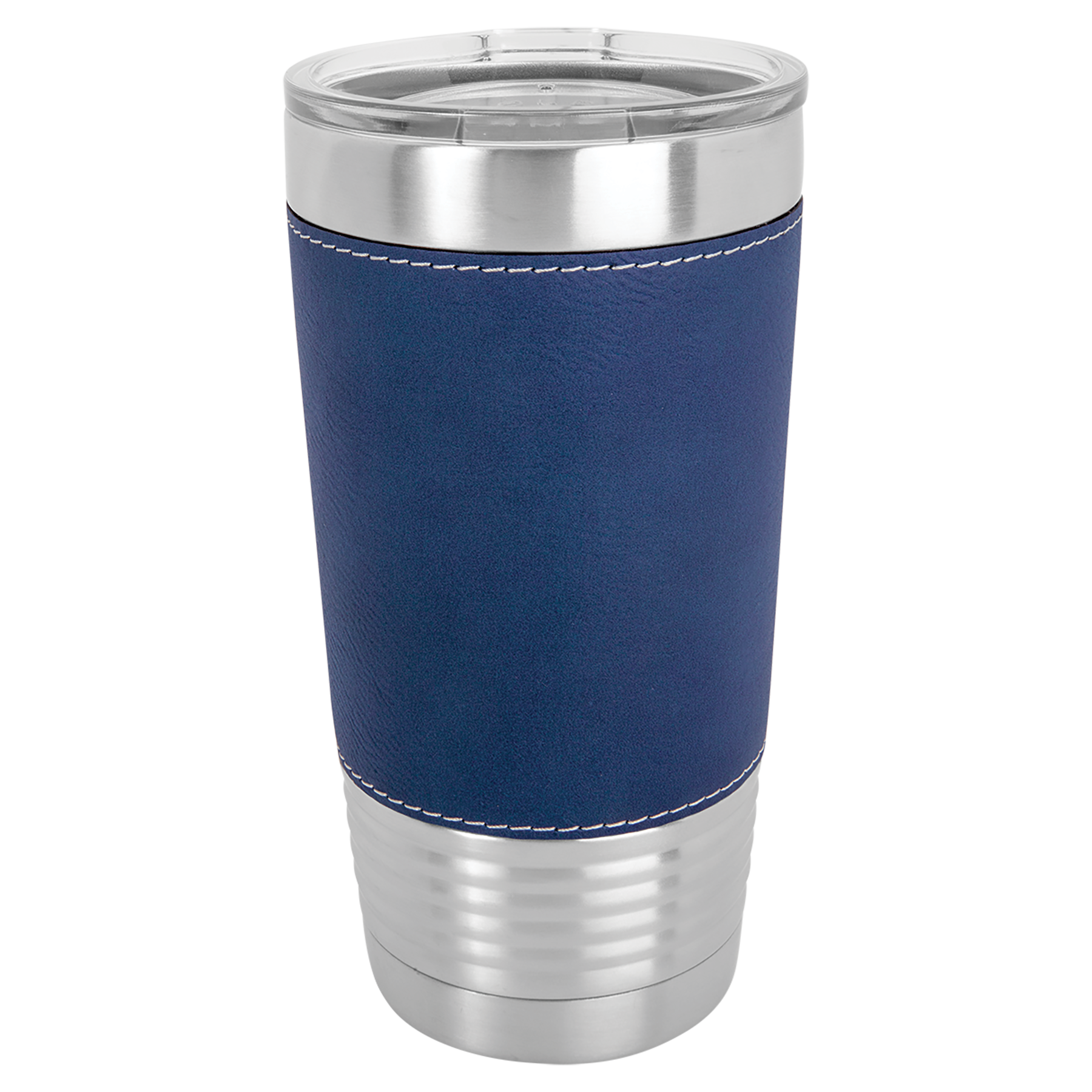 Blue/Silver Leatherette Wrapped Tumbler with Clear Lid blank-preview