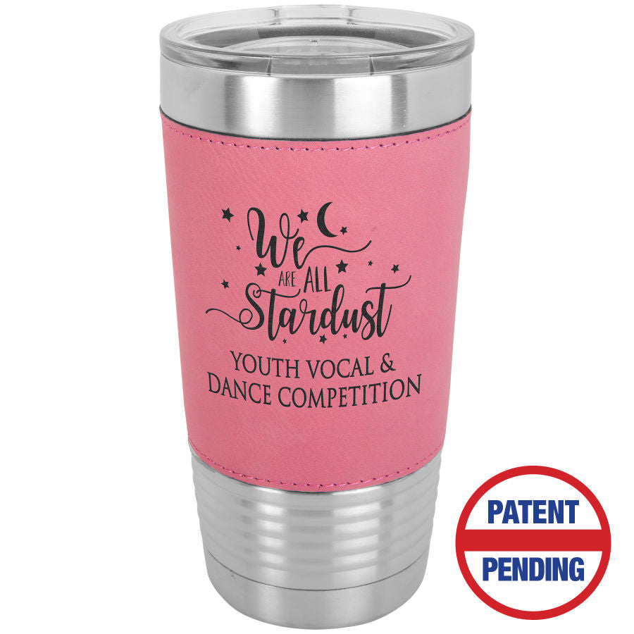 Pink Leatherette Wrapped Tumbler with Clear Lid