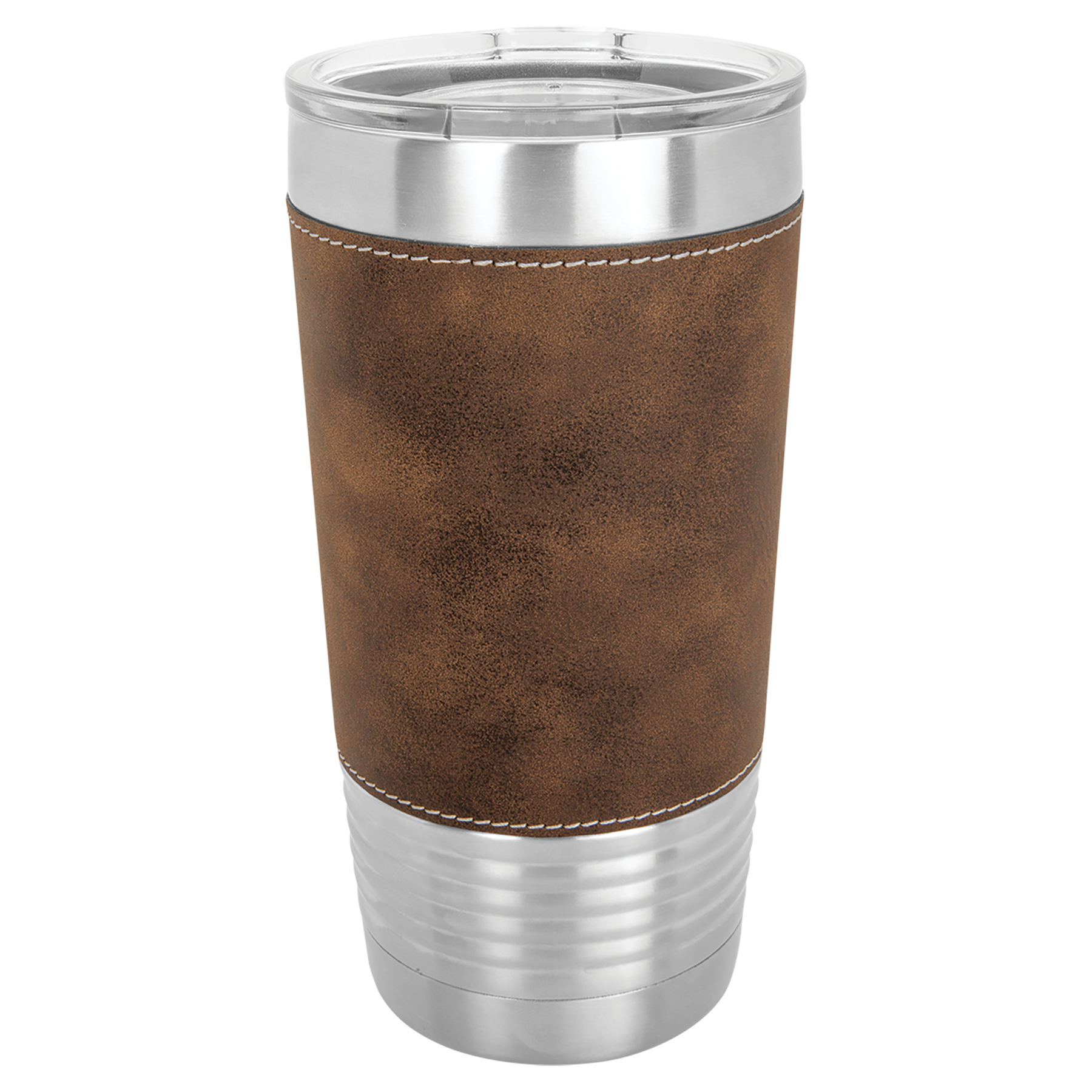 Rustic/Silver Leatherette Wrapped Tumbler with Clear Lid blank-preview