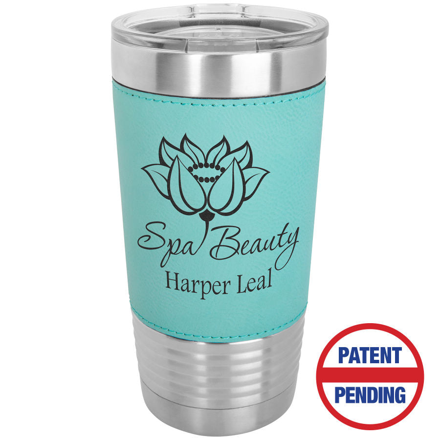 Teal Leatherette Wrapped Tumbler with Clear Lid