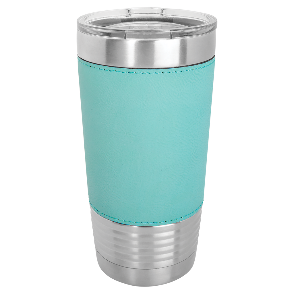 Teal Leatherette Wrapped Tumbler with Clear Lid blank-preview