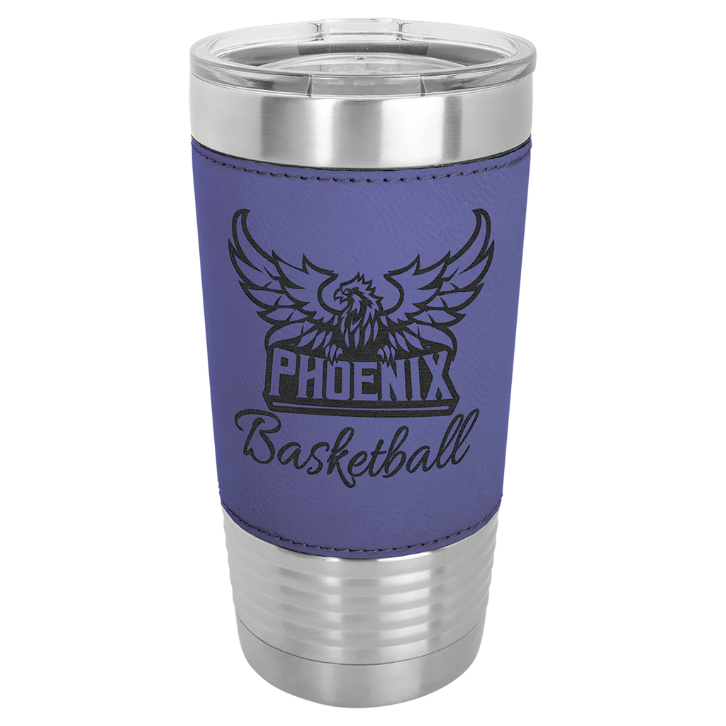 Purple Leatherette Wrapped Tumbler with Clear Lid