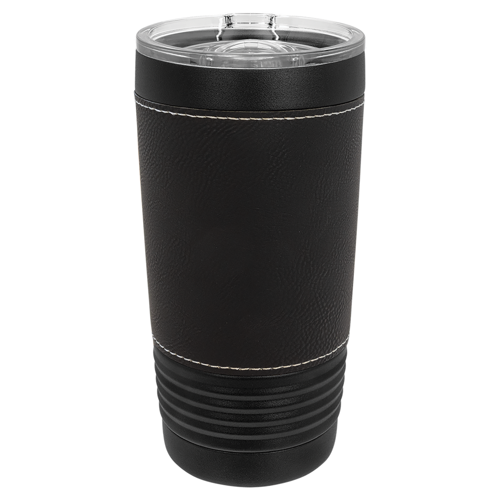 Black with Black/Silver Leatherette Wrapped 20 oz. with Slider Lid blank-preview