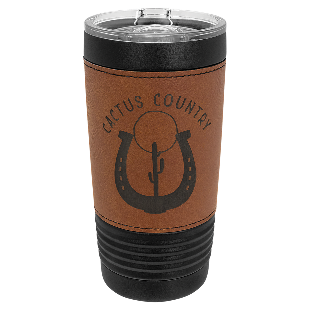 Black with Rawhide Leatherette Wrapped 20 oz. with Slider Lid