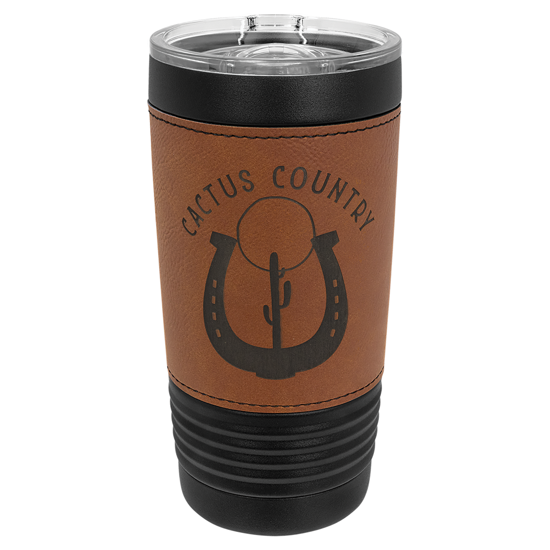 Black with Rawhide Leatherette Wrapped 20 oz. with Slider Lid