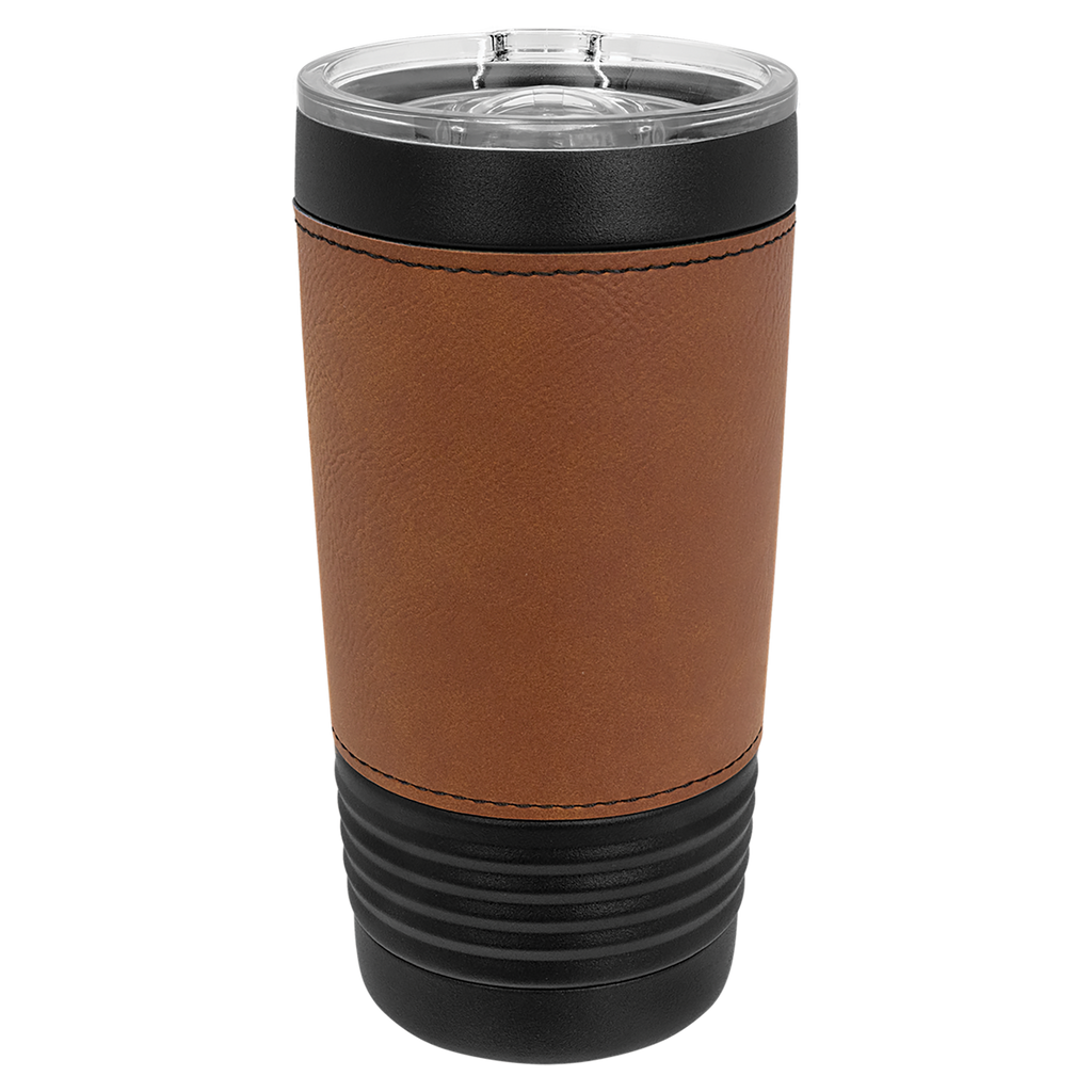 Black with Rawhide Leatherette Wrapped 20 oz. with Slider Lid blank-preview