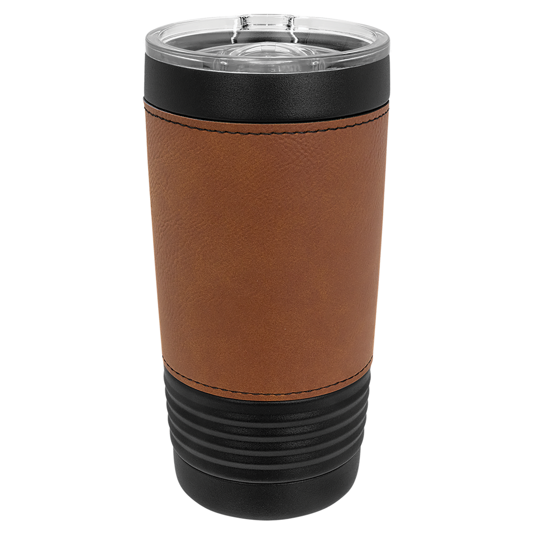 20 oz. Black Leatherette Tumbler with Slider Lid – Black w Rawhide preview