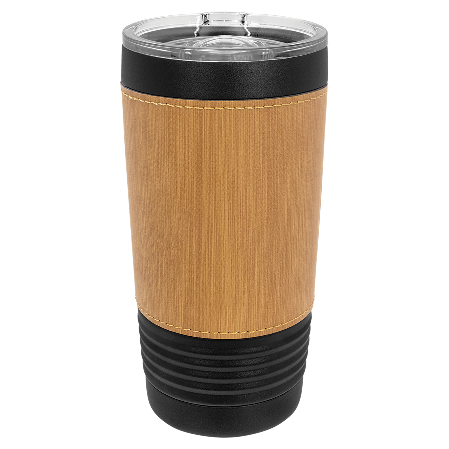 Black with Bamboo Leatherette Wrapped 20 oz. with Slider Lid blank-preview