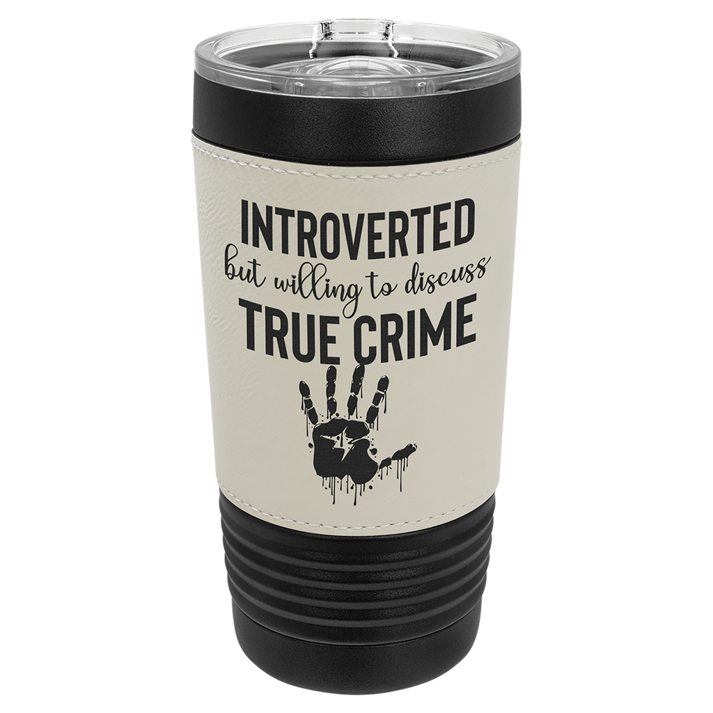 Black with White Leatherette Wrapped 20 oz. with Slider Lid