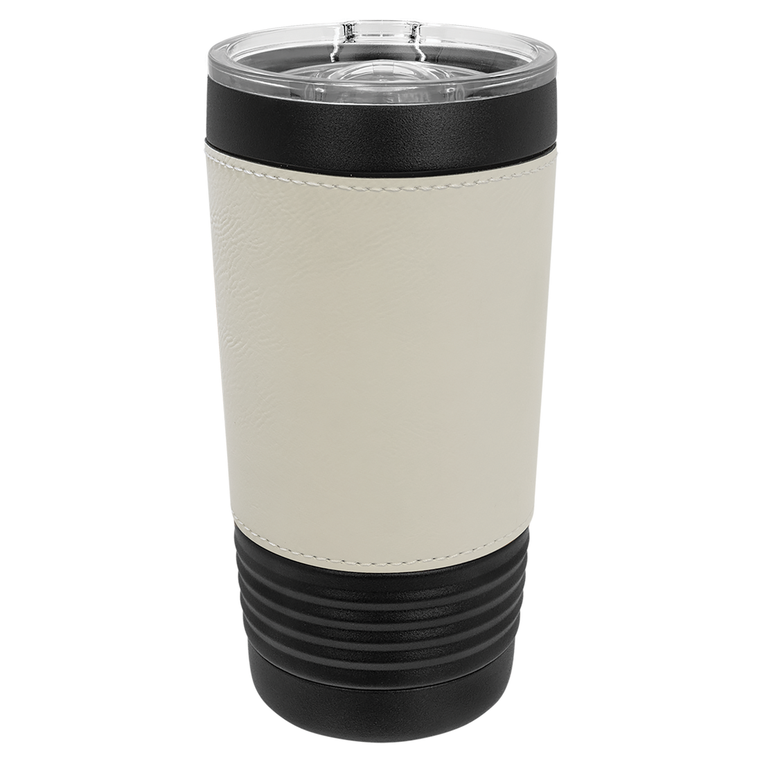 20 oz. Black Leatherette Tumbler with Slider Lid – Black w White preview