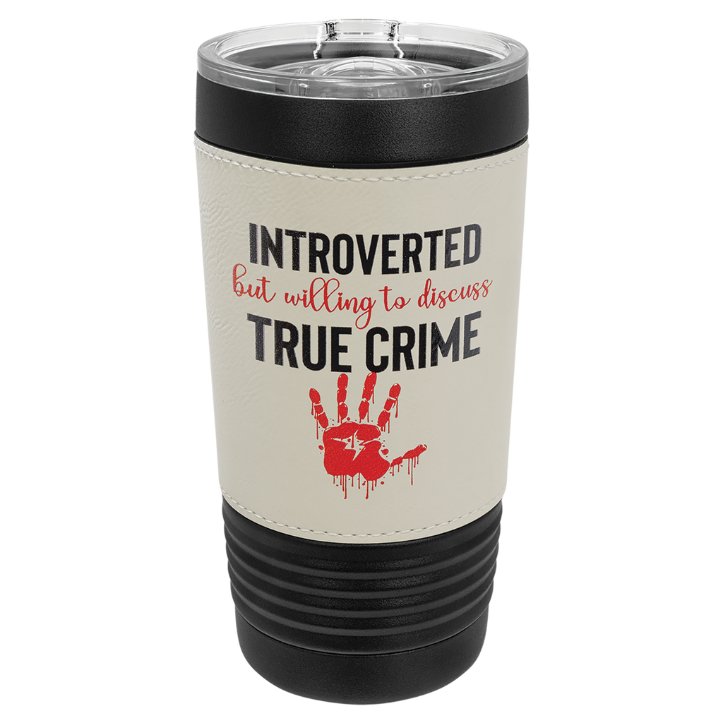 Black with White Leatherette Wrapped 20 oz. with Slider Lid
