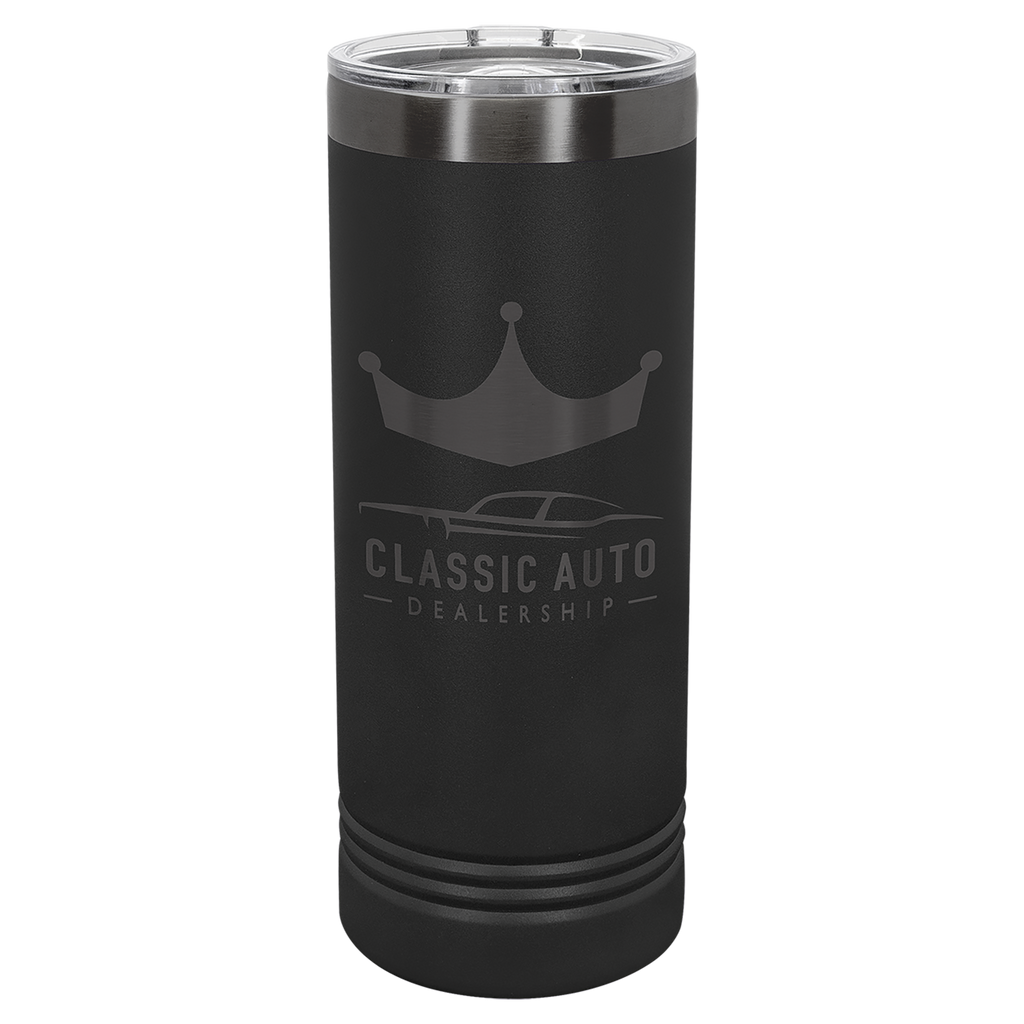 22 oz. Black/Ghost Black ION-Plated Skinny Tumbler with Slider Lid