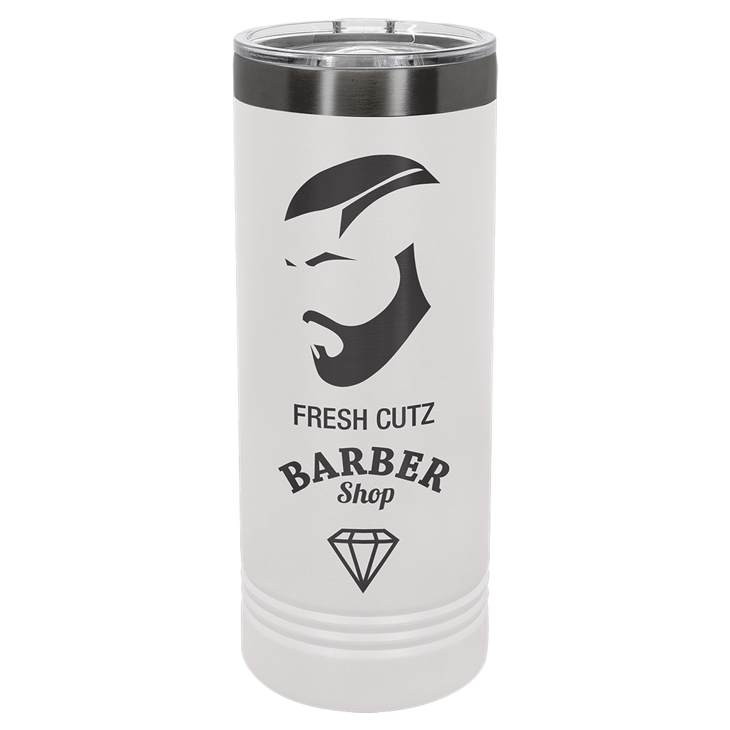 22 oz. White/Ghost Black ION-Plated Skinny Tumbler with Slider Lid