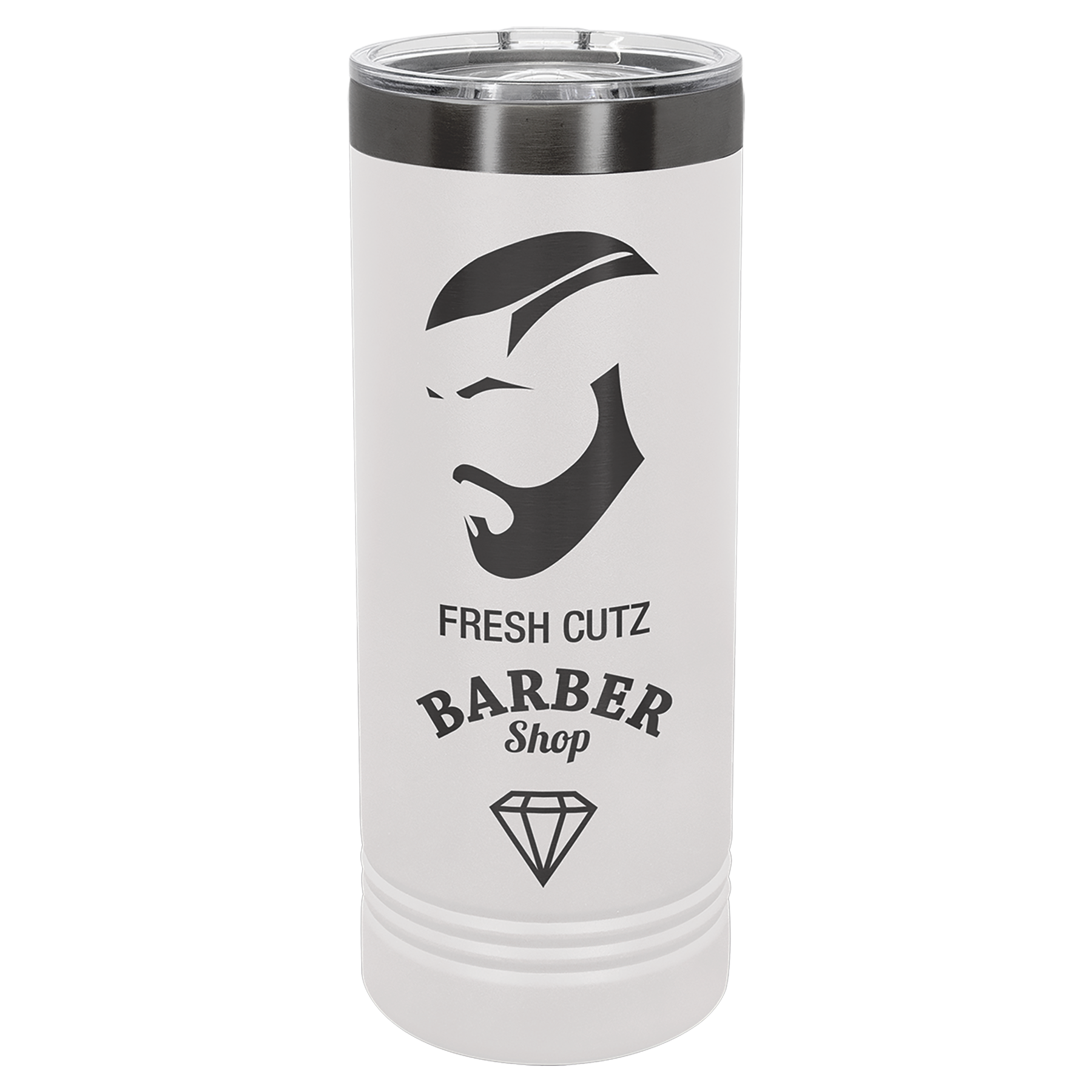 22 oz. White/Ghost Black ION-Plated Skinny Tumbler with Slider Lid