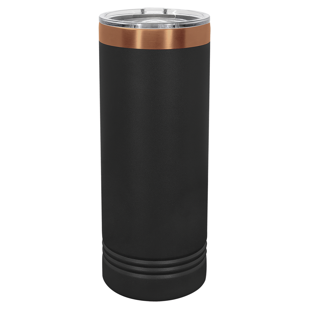 22 oz. Black/Rose Gold ION-Plated Skinny Tumbler with Slider Lid blank-preview