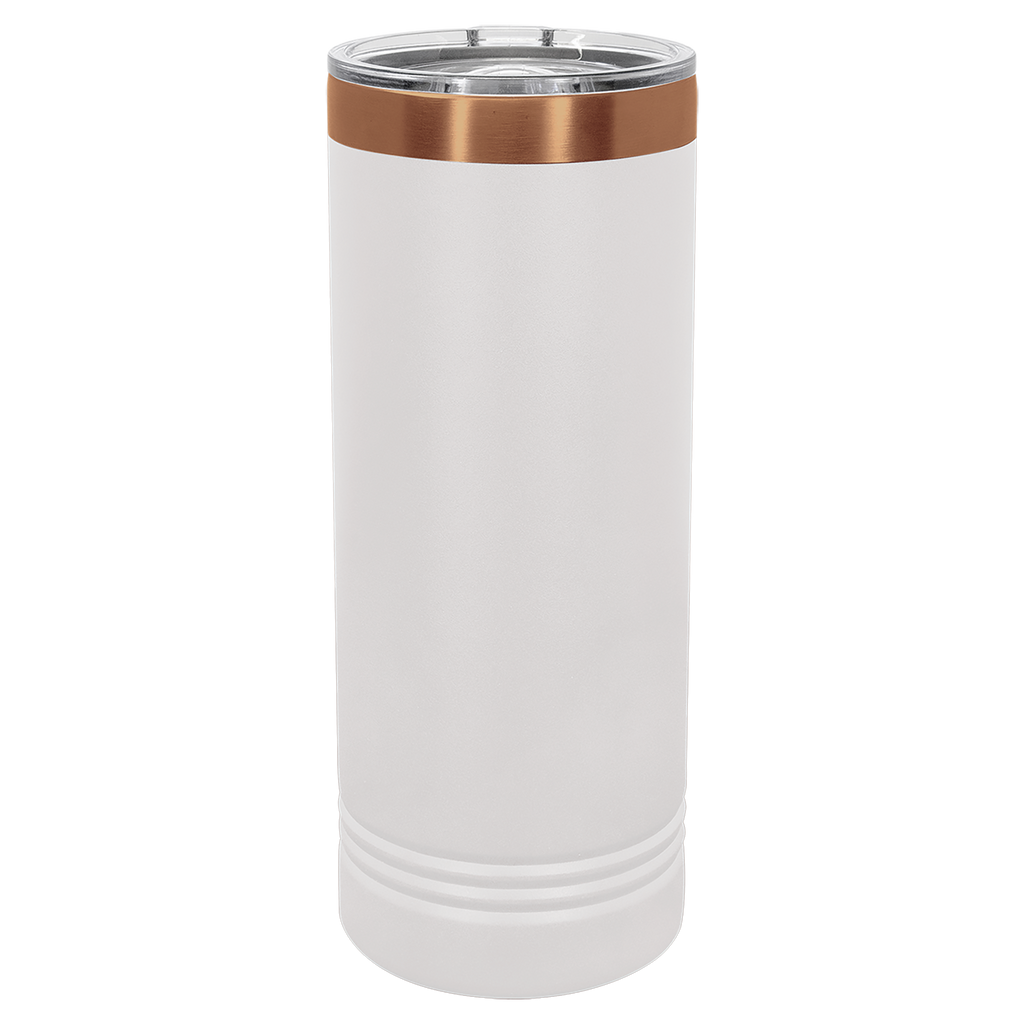 22 oz. White/Rose Gold ION-Plated Skinny Tumbler with Slider Lid blank-preview