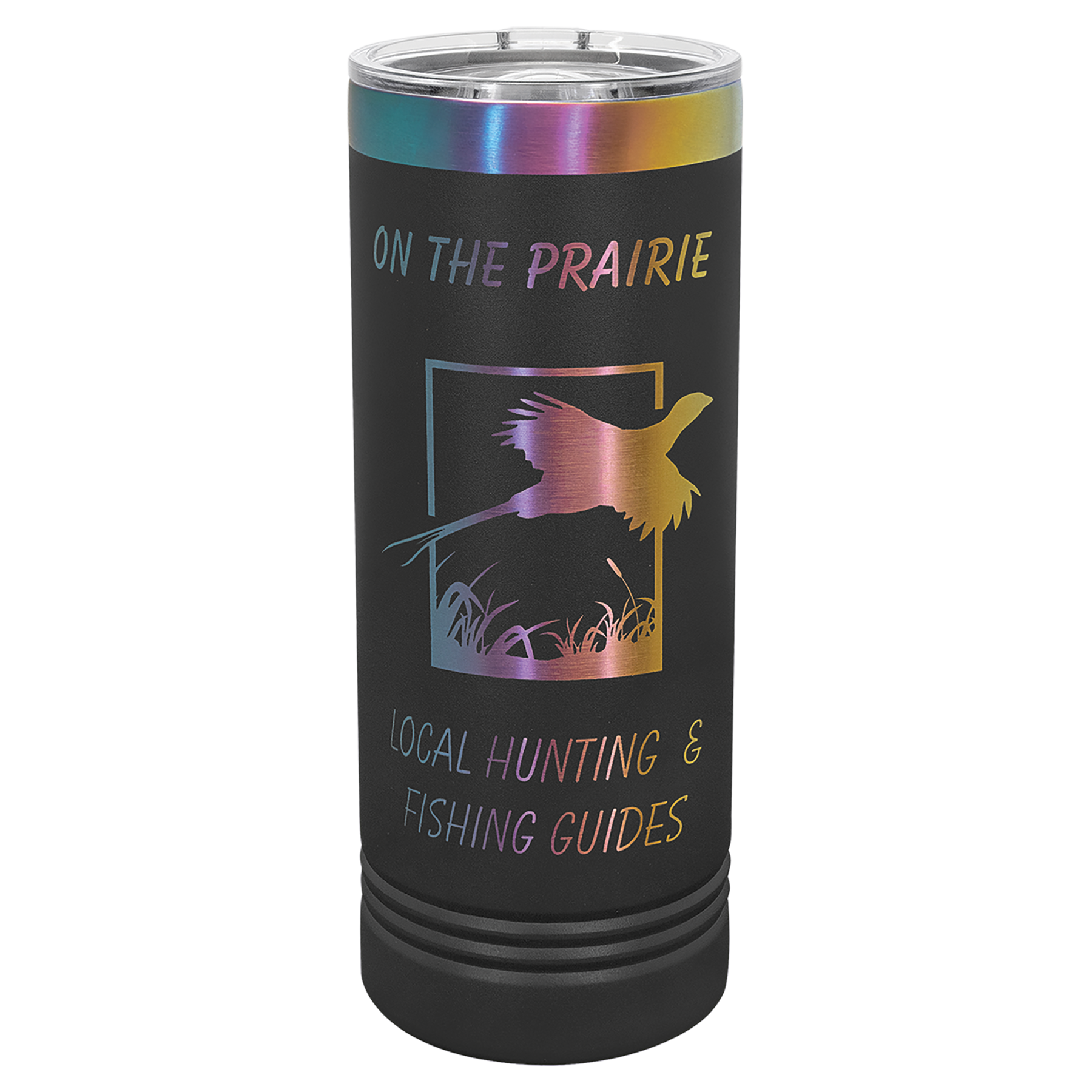 22 oz. Black/Prism ION-Plated Skinny Tumbler with Slider Lid