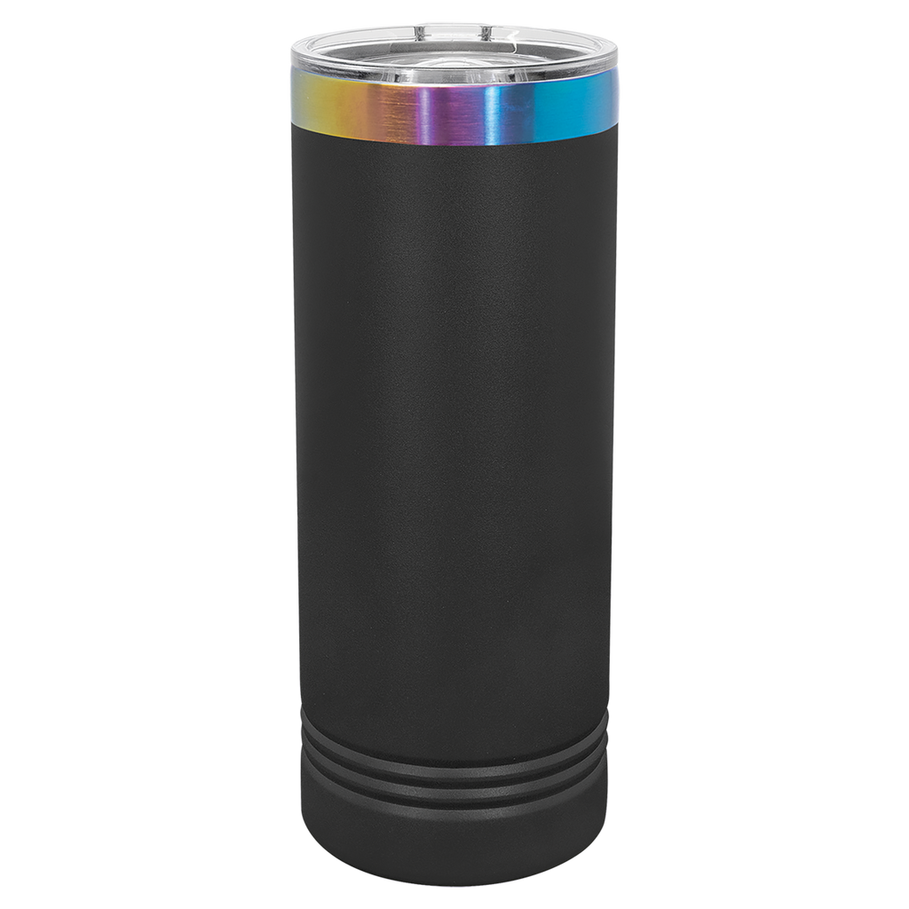 22 oz. Black/Prism ION-Plated Skinny Tumbler with Slider Lid blank-preview
