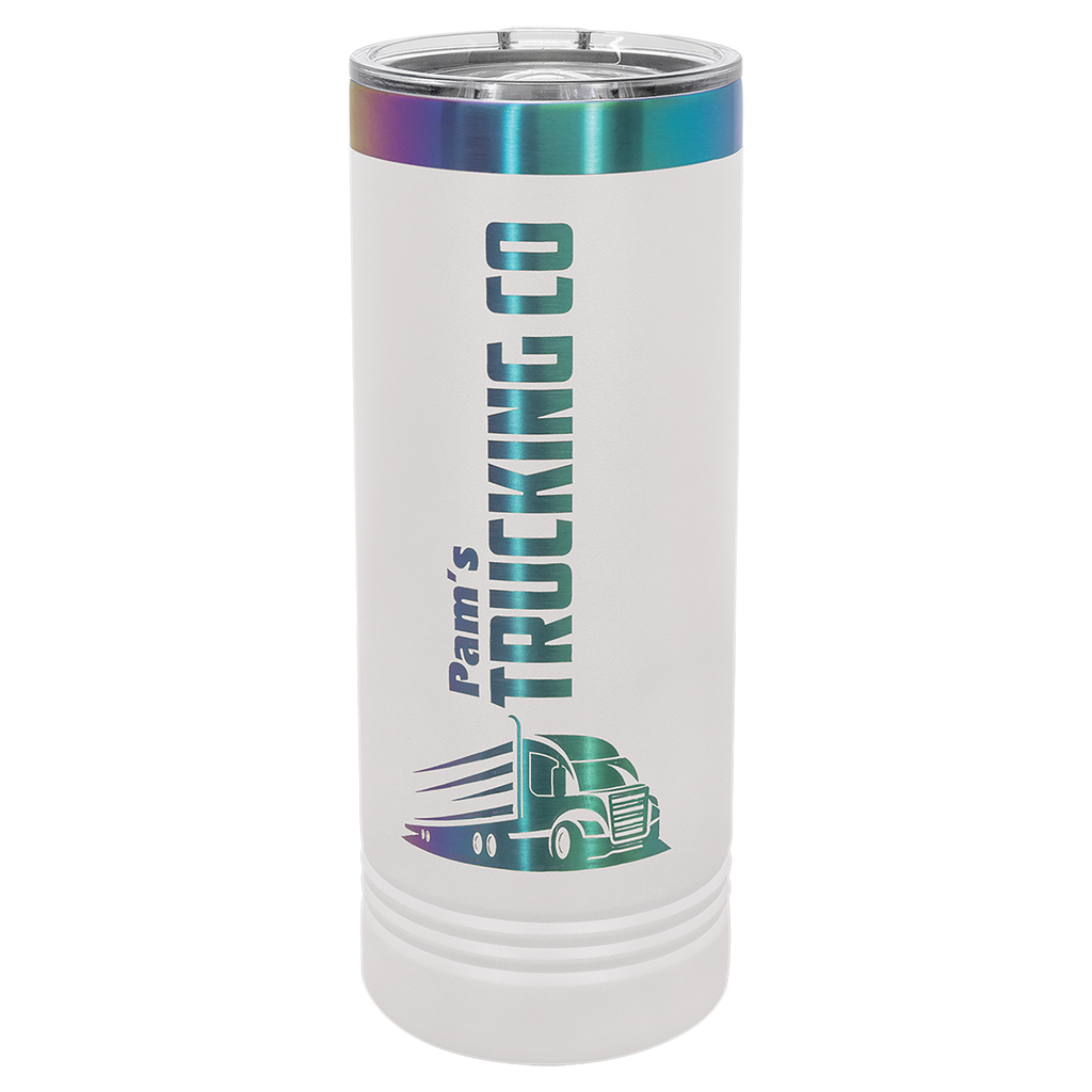 22 oz. White/Prism ION-Plated Skinny Tumbler with Slider Lid