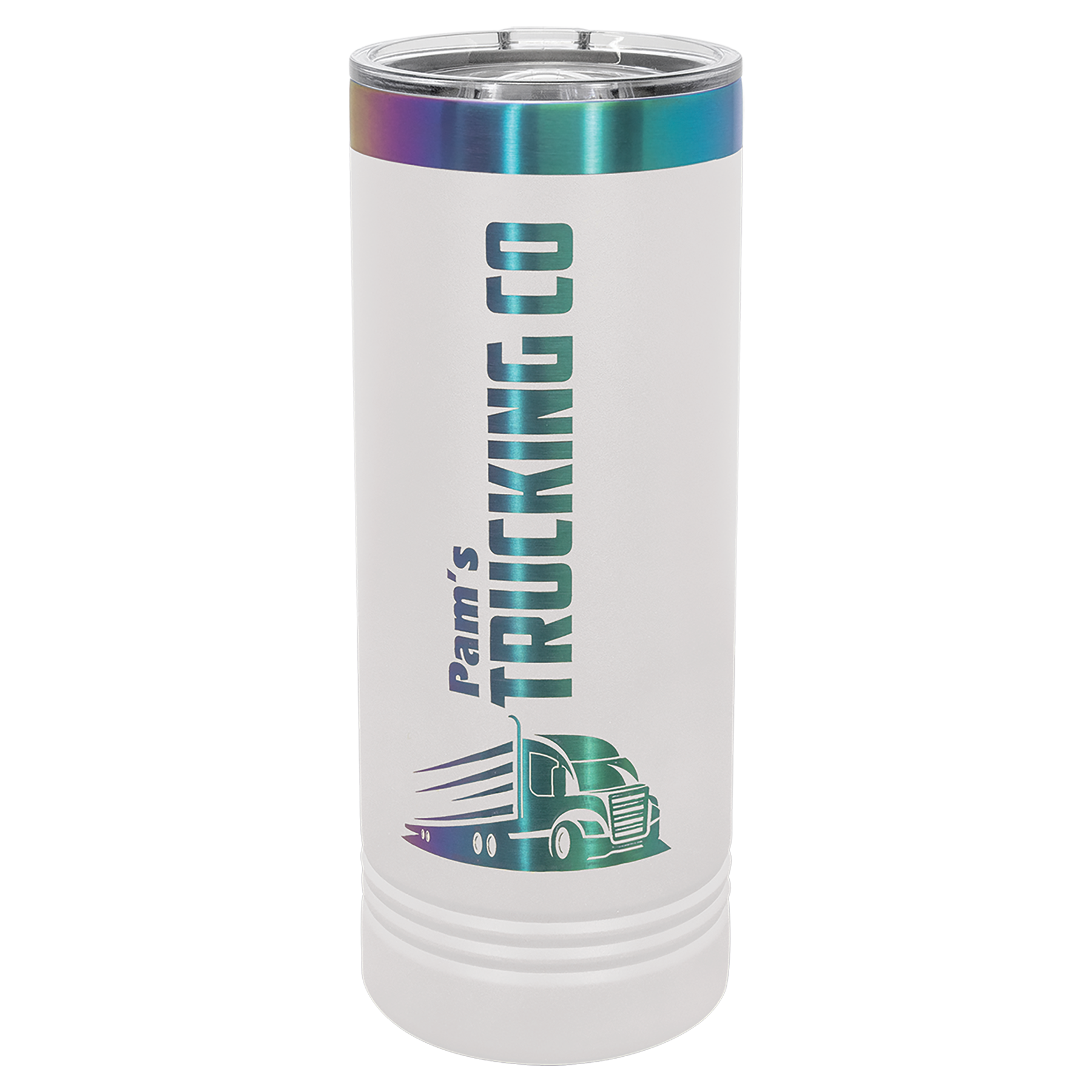 22 oz. White/Prism ION-Plated Skinny Tumbler with Slider Lid