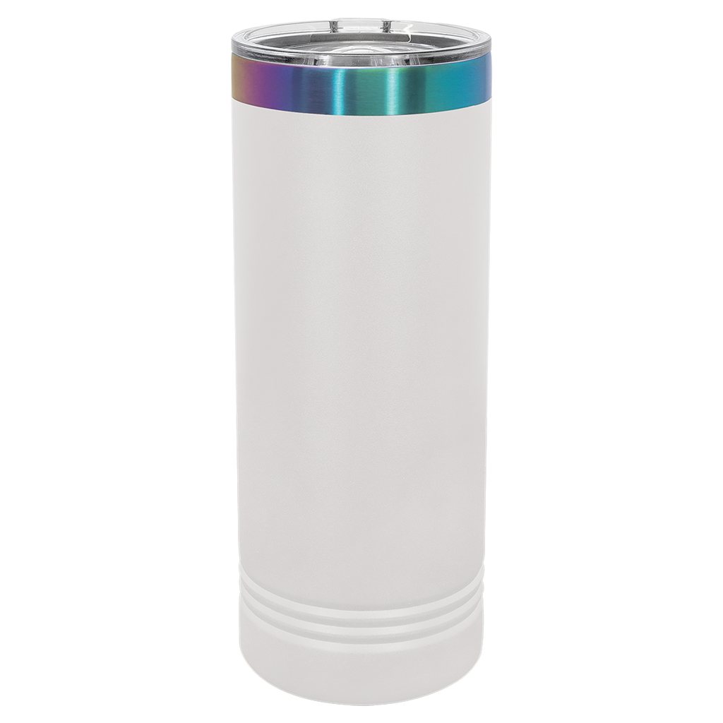 22 oz. White/Prism ION-Plated Skinny Tumbler with Slider Lid