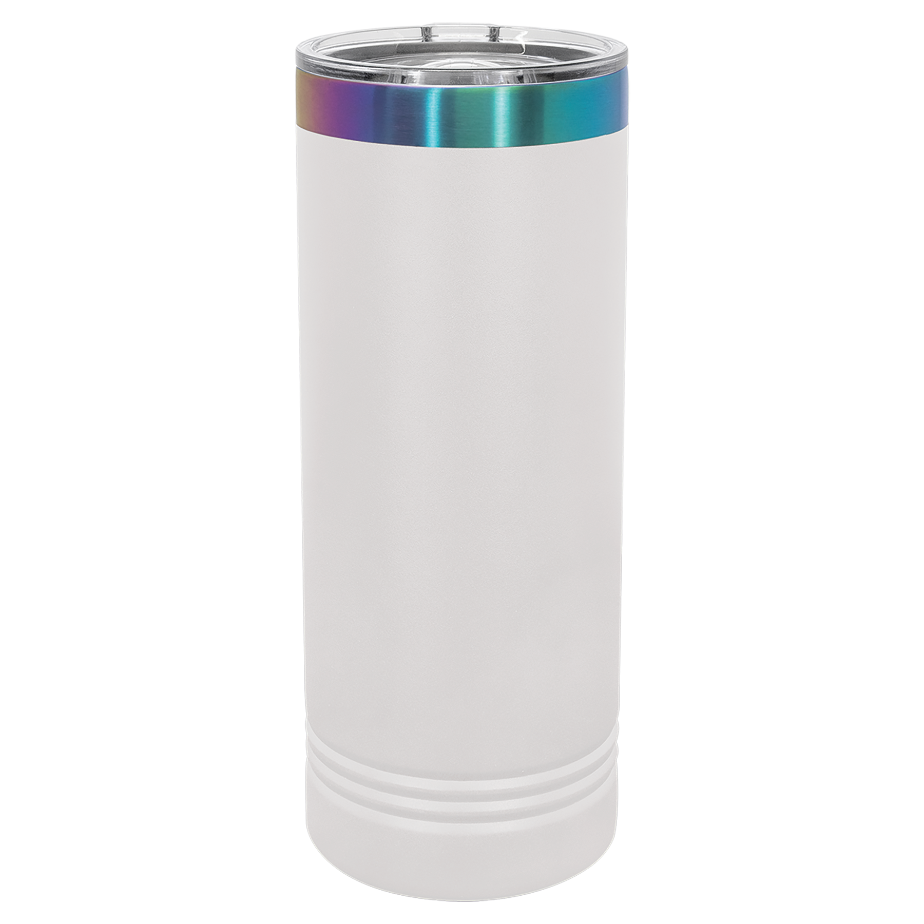 22 oz. White/Prism ION-Plated Skinny Tumbler with Slider Lid