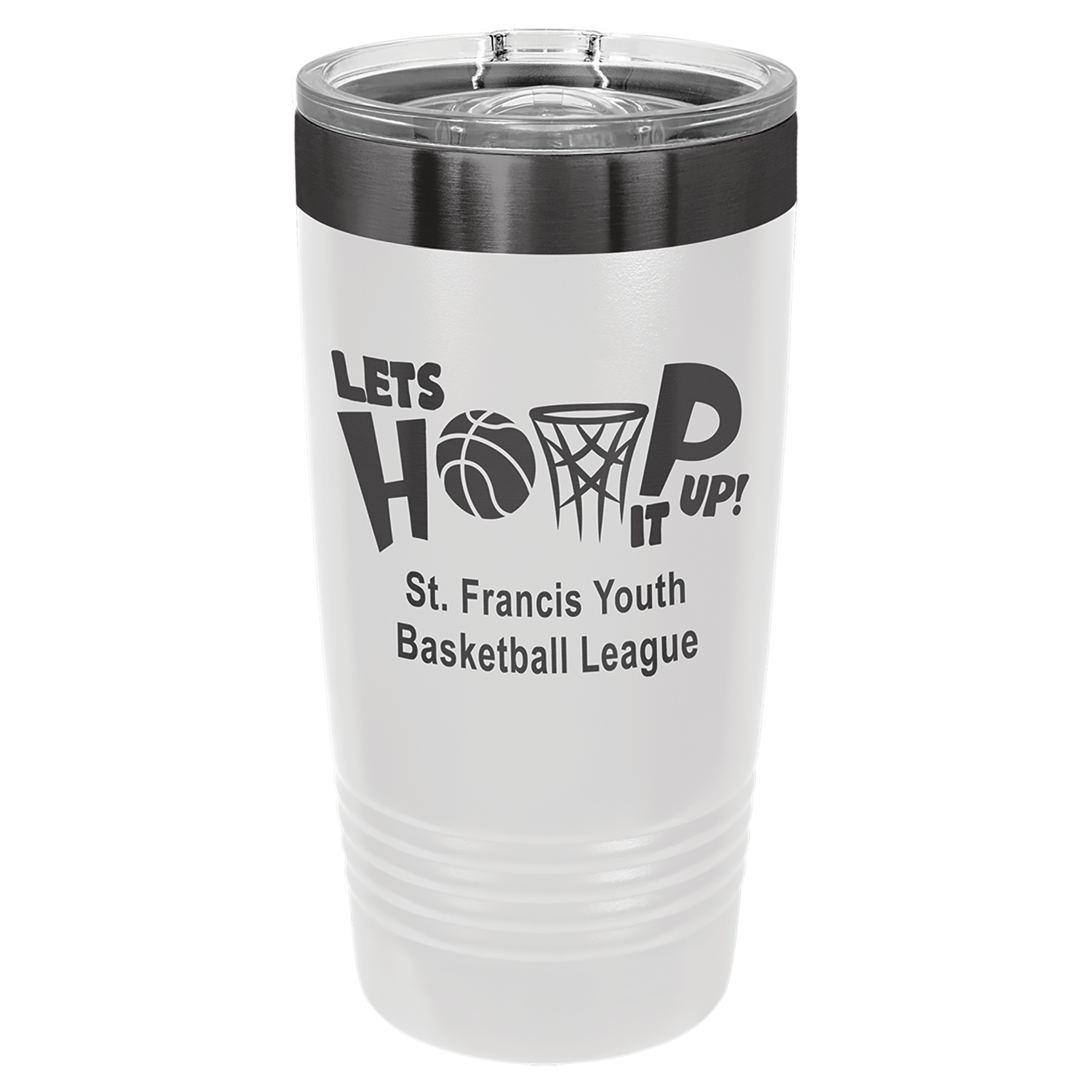 20 oz. White/Ghost Black ION-Plated Ringneck Tumbler with Slider Lid