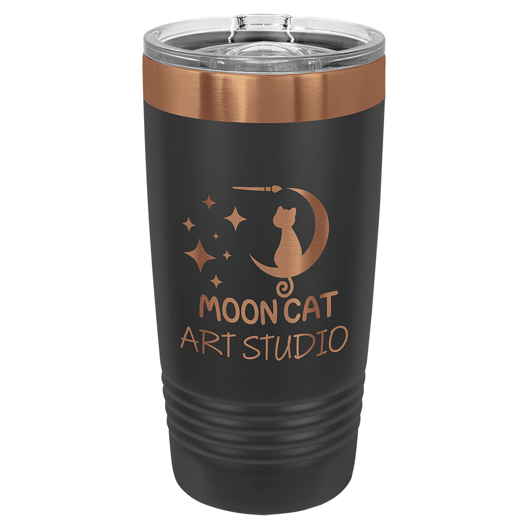 20 oz. Black/Rose Gold ION-Plated Ringneck Tumbler with Slider Lid