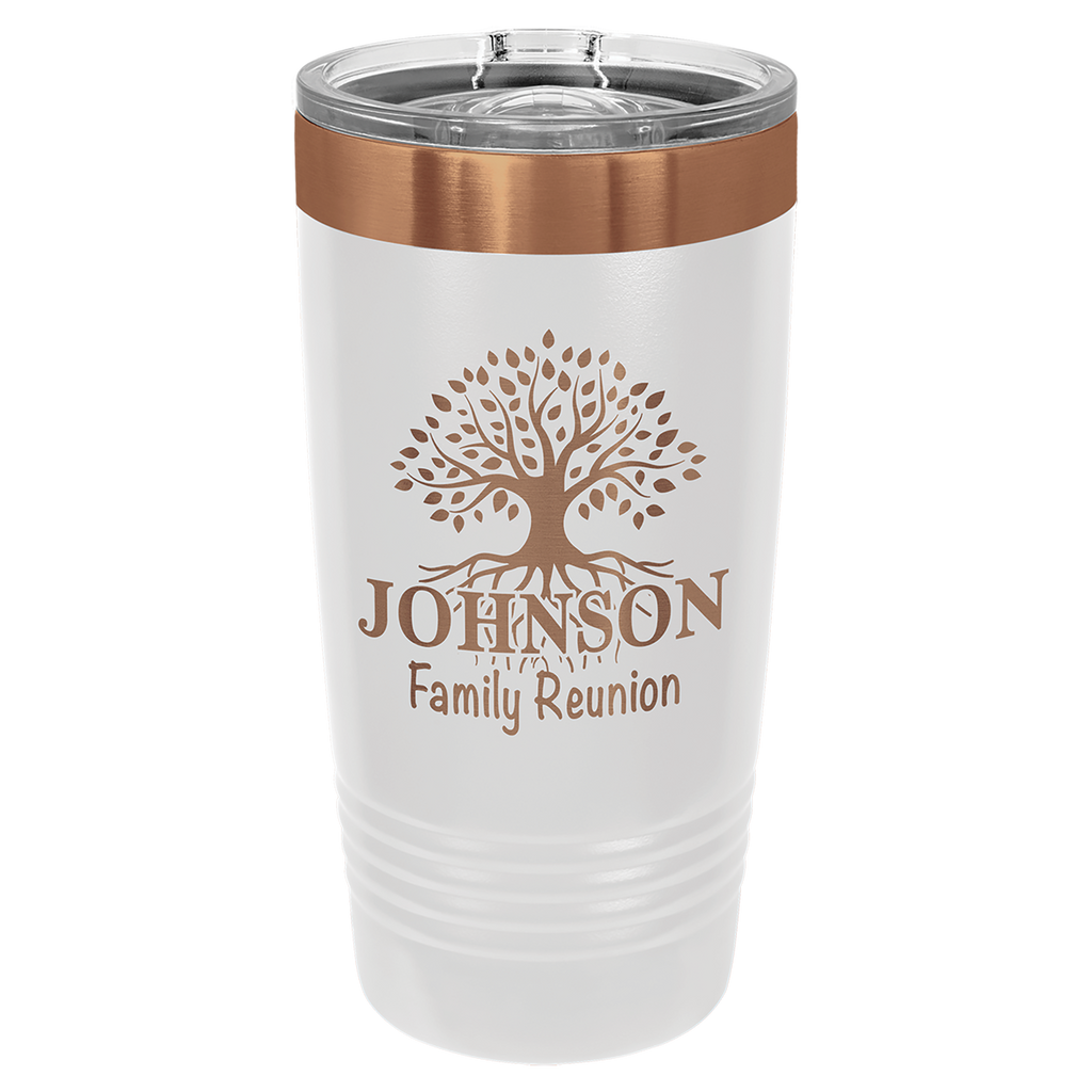 20 oz. White/Rose Gold ION-Plated Ringneck Tumbler with Slider Lid